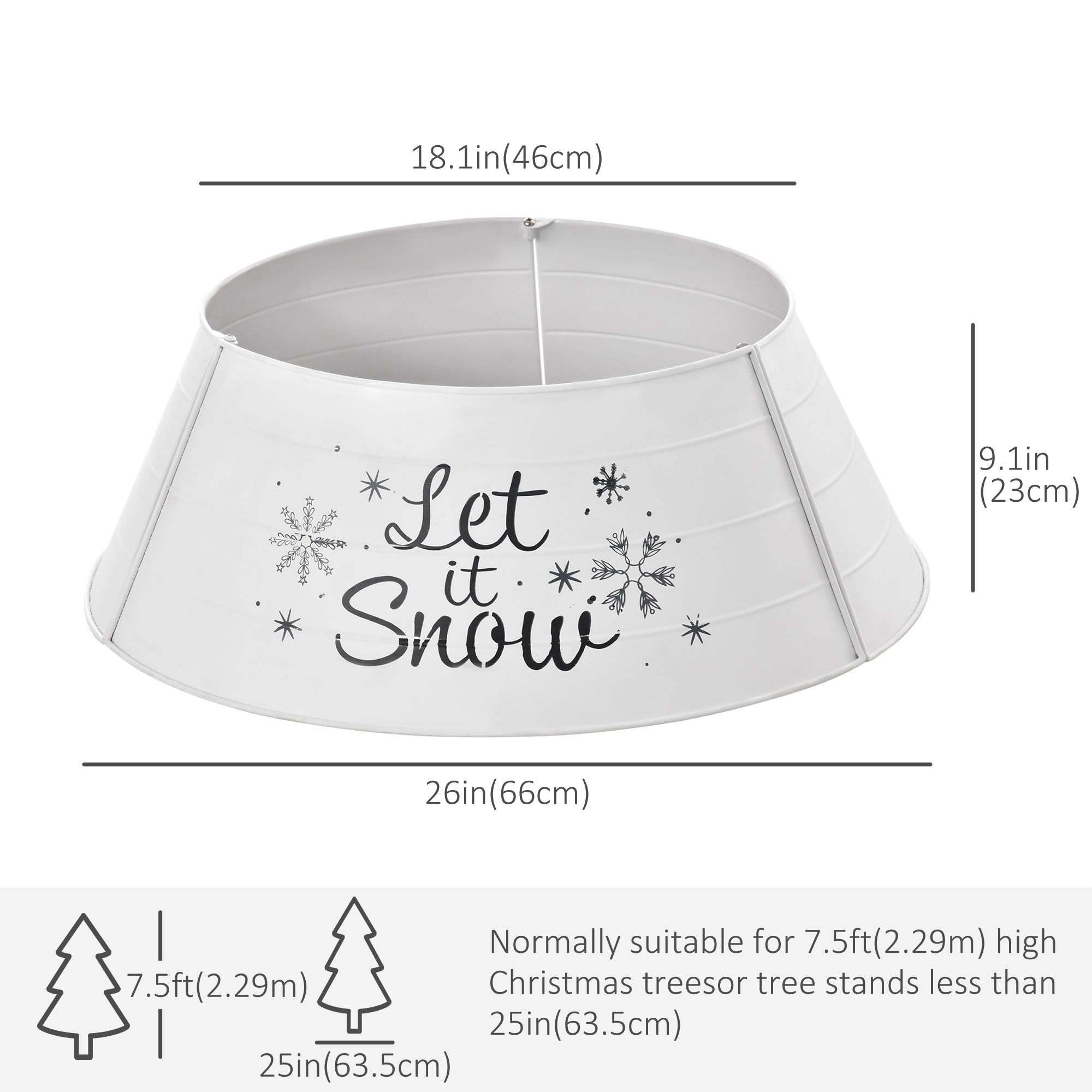 26" Metal Christmas Tree Collar - White Let It Snow-Home Furnishings > Holiday & Seasonal > Christmas Trees-DECOROLALA