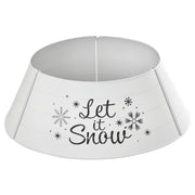 26" Metal Christmas Tree Collar - White Let It Snow-Home Furnishings > Holiday & Seasonal > Christmas Trees-DECOROLALA