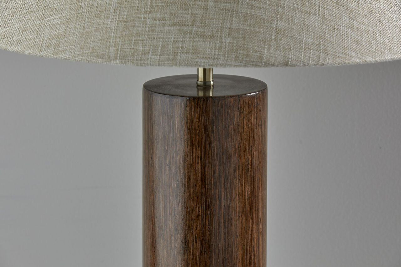 26" Natural Solid Wood Cylinder Table Lamp With White Cone Shade-Table Lamps-DECOROLALA