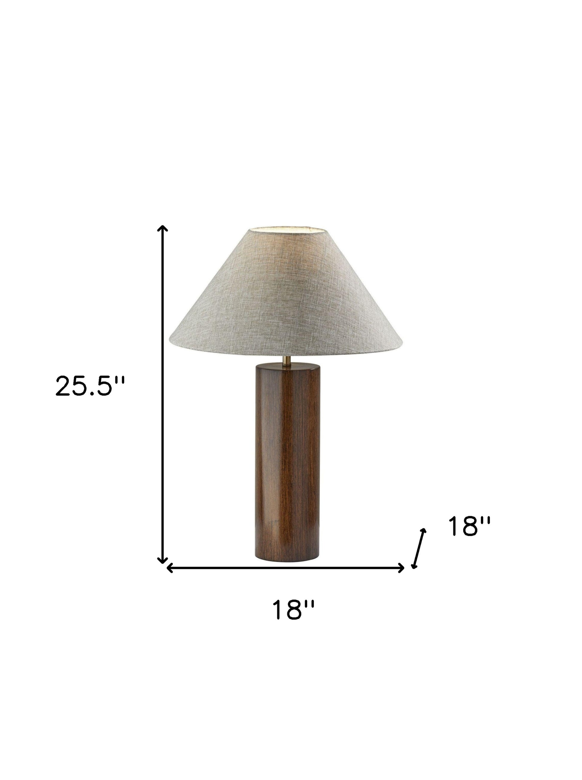 26" Natural Solid Wood Cylinder Table Lamp With White Cone Shade-Table Lamps-DECOROLALA