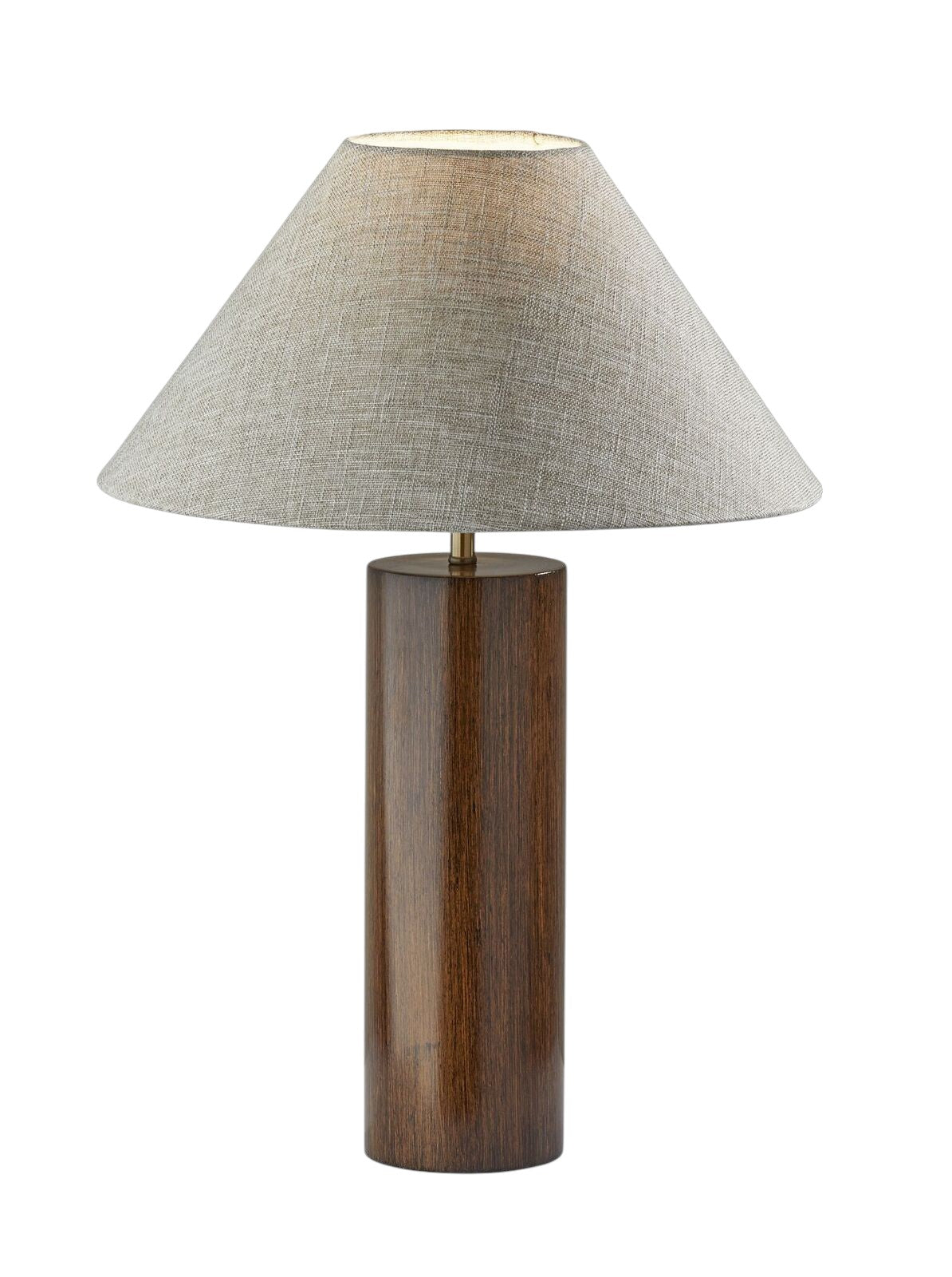 26" Natural Solid Wood Cylinder Table Lamp With White Cone Shade-Table Lamps-DECOROLALA