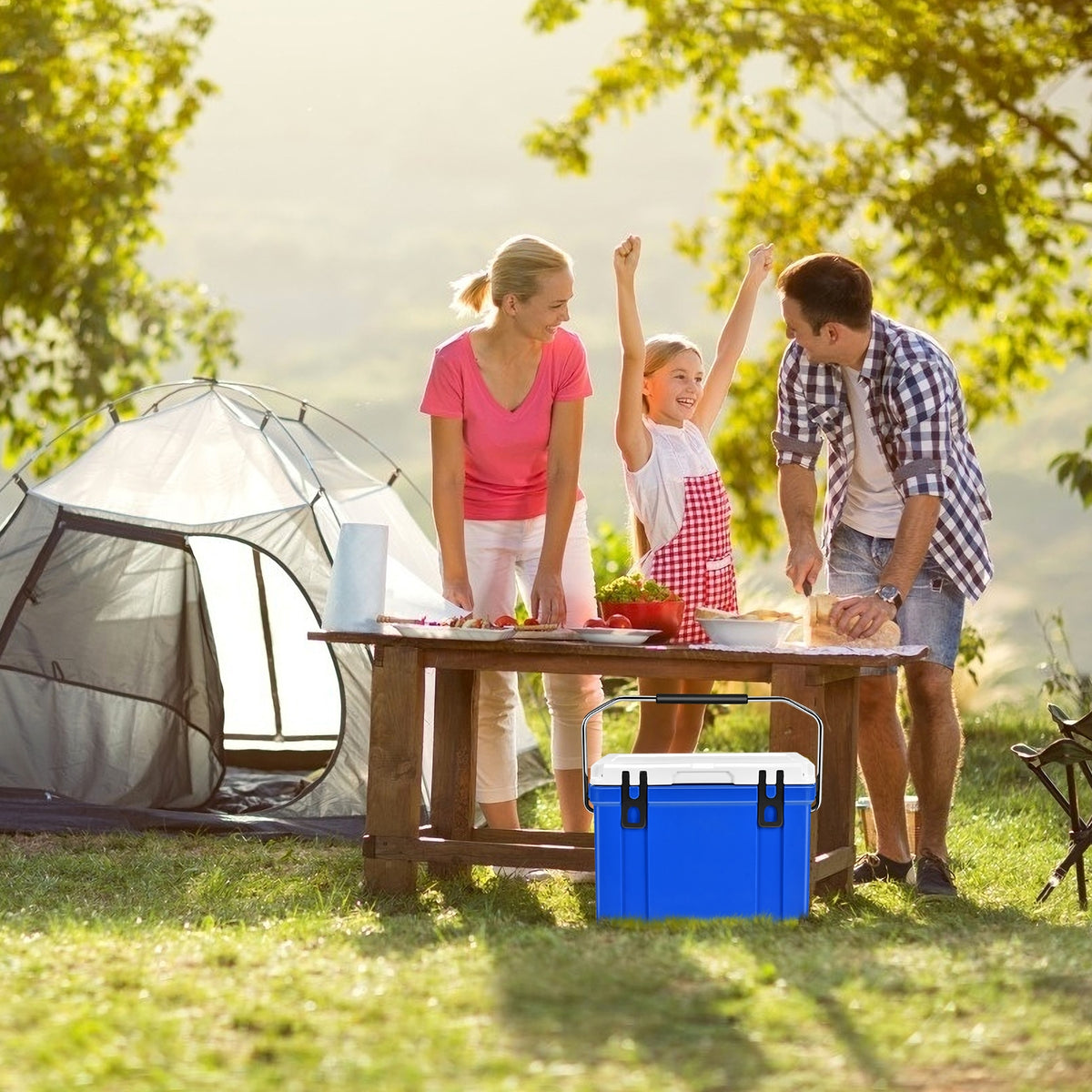 26 Quart Portable Cooler with Food Grade Material-Blue-Coolers-DECOROLALA