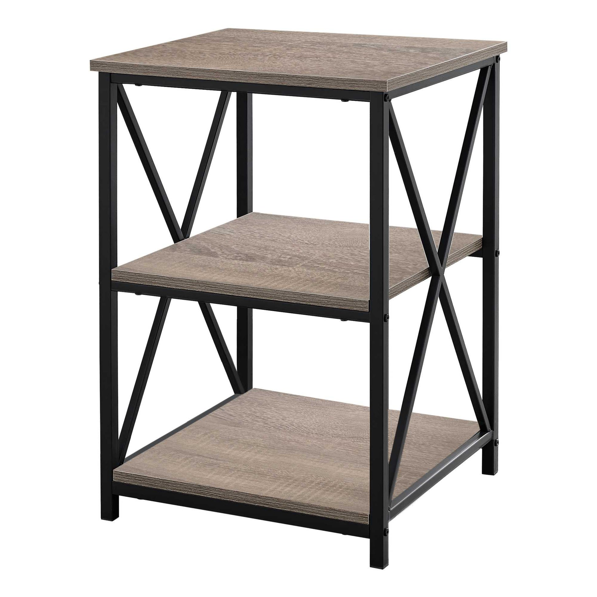 26" Rectangular Dark Taupe Black Metal Accent Table-End-Side Tables-DECOROLALA