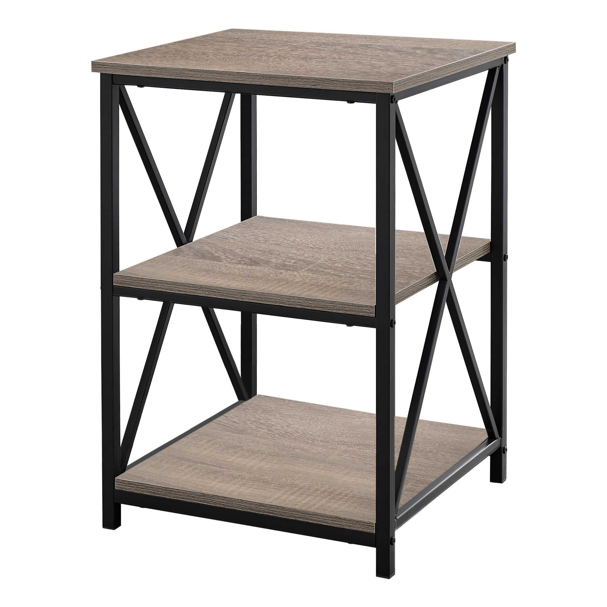 26" Rectangular Dark Taupe Black Metal Accent Table-End-Side Tables-DECOROLALA