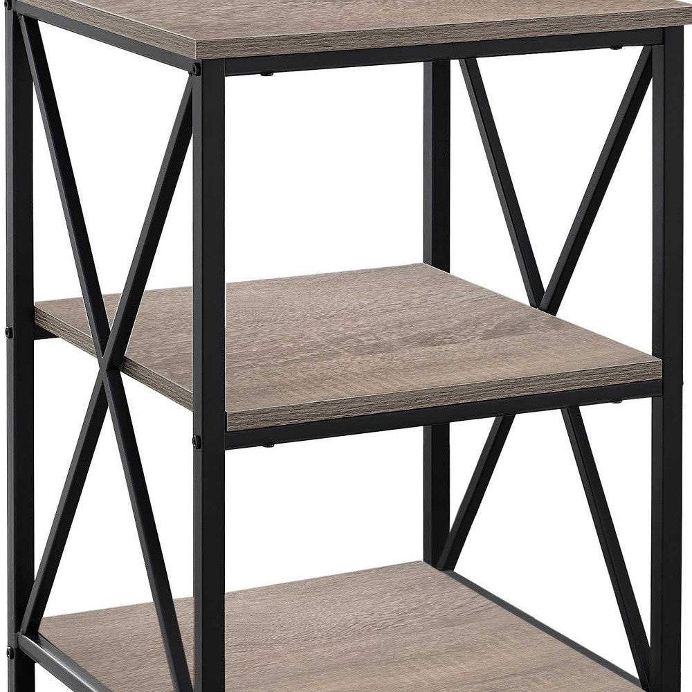 26" Rectangular Dark Taupe Black Metal Accent Table-End-Side Tables-DECOROLALA