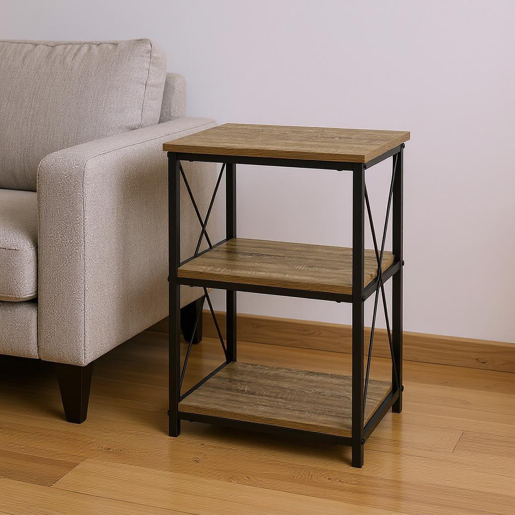 26" Rectangular Dark Taupe Black Metal Accent Table-End-Side Tables-DECOROLALA