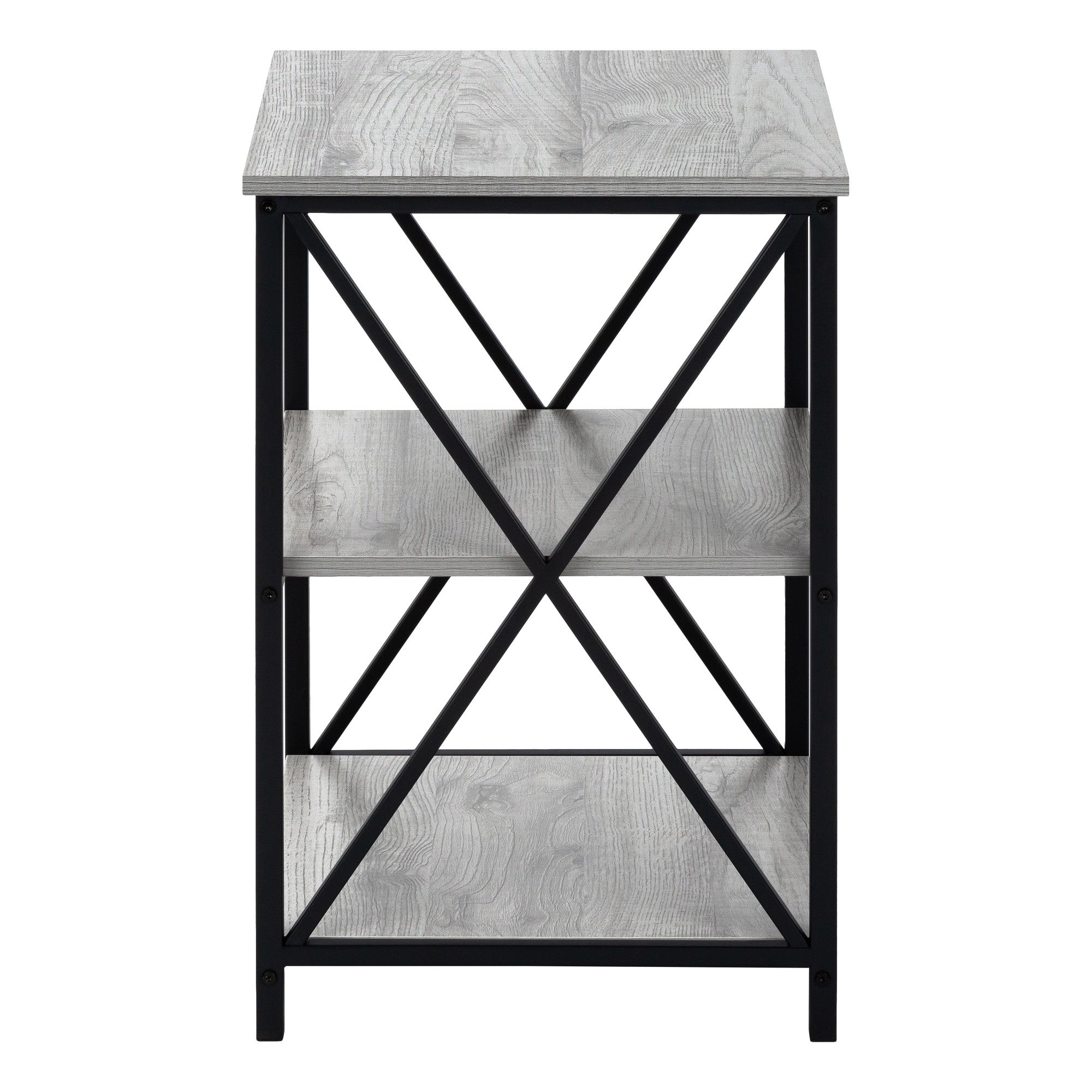 26" Rectangular Grey Black Metal Accent Table-End-Side Tables-DECOROLALA