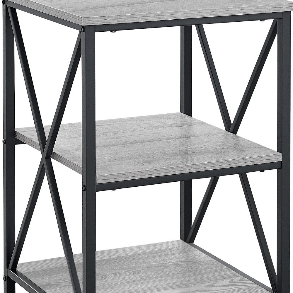 26" Rectangular Grey Black Metal Accent Table-End-Side Tables-DECOROLALA