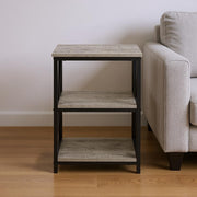 26" Rectangular Grey Black Metal Accent Table-End-Side Tables-DECOROLALA