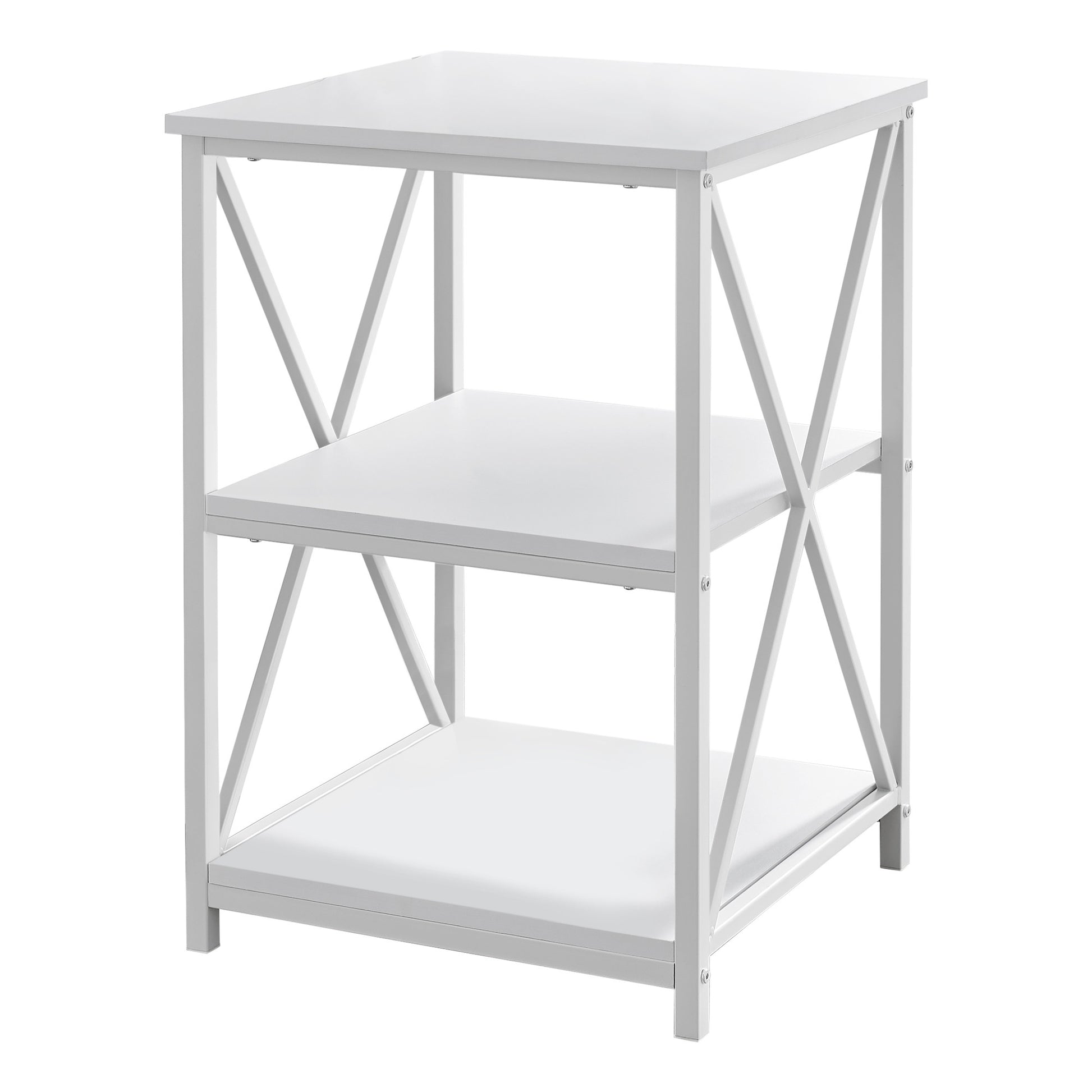 26" Rectangular White White Metal Accent Table-End-Side Tables-DECOROLALA