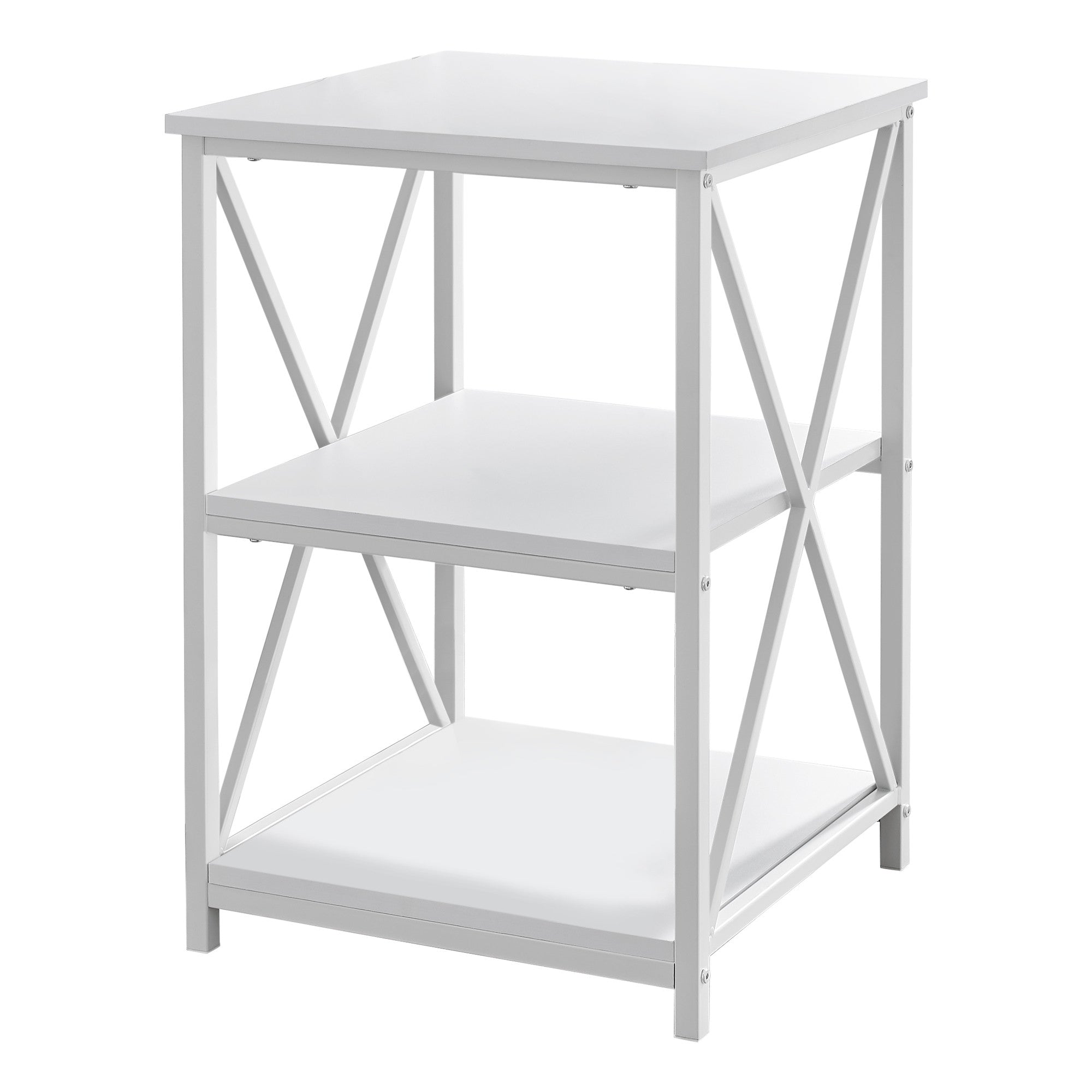26" Rectangular White White Metal Accent Table-End-Side Tables-DECOROLALA