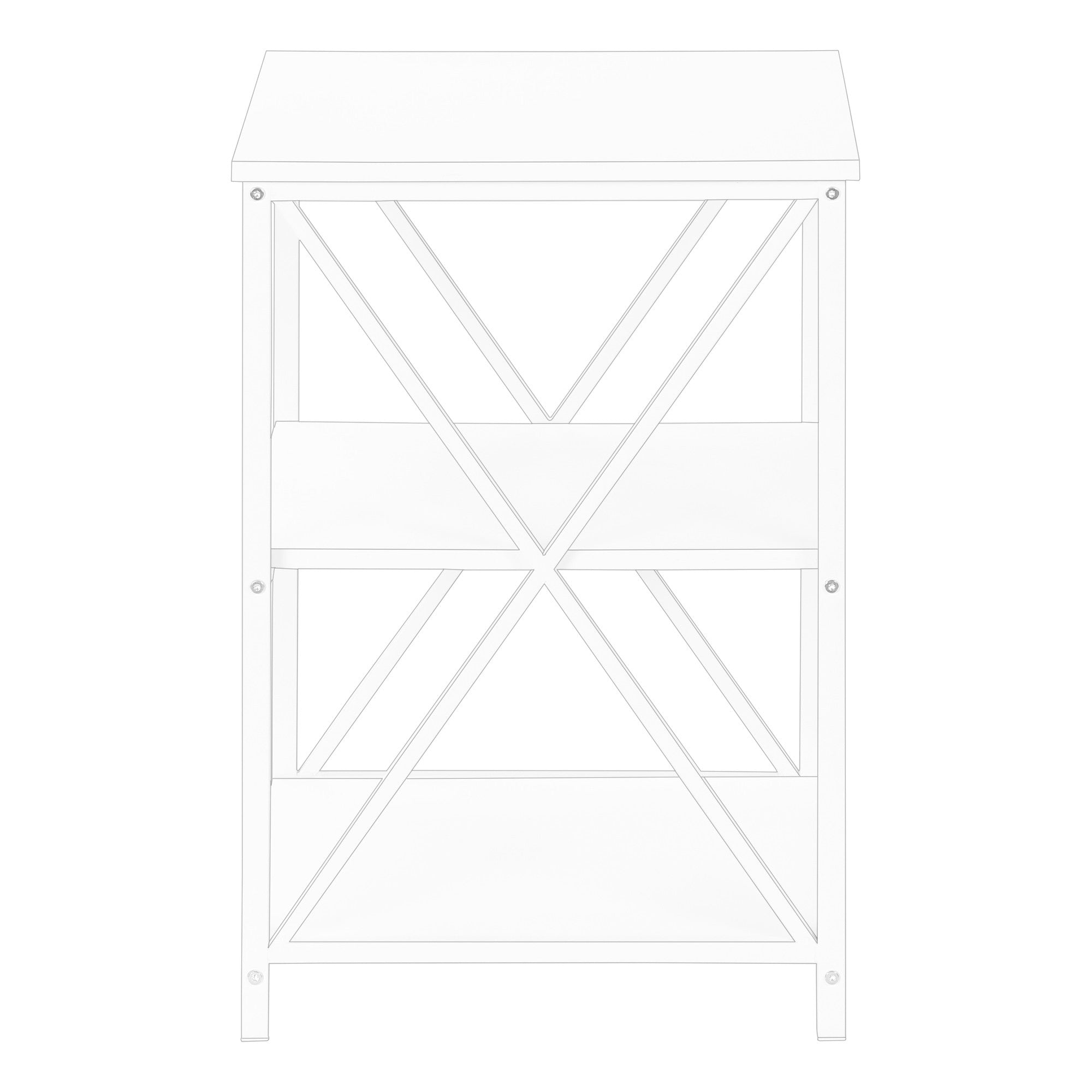 26" Rectangular White White Metal Accent Table-End-Side Tables-DECOROLALA