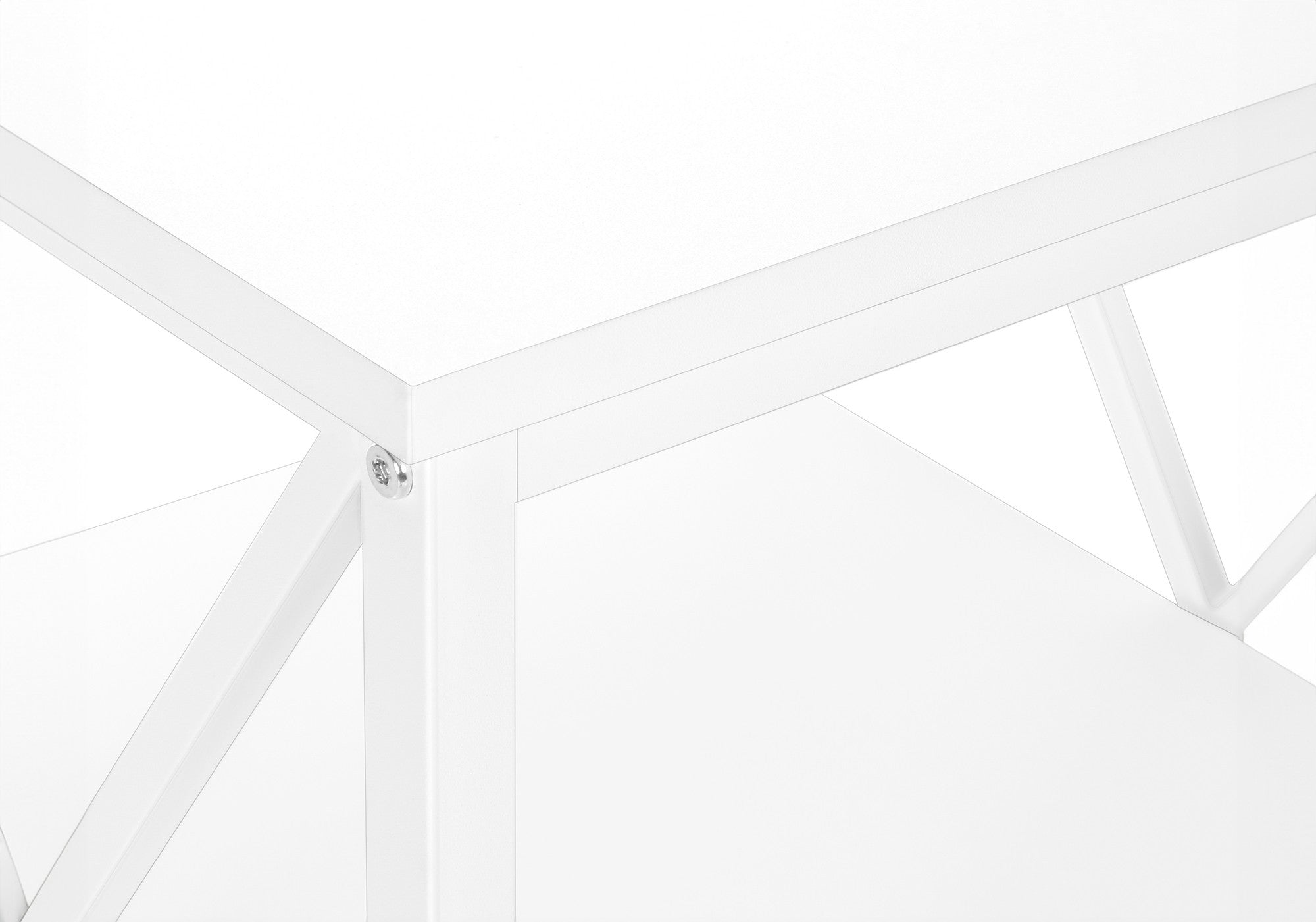 26" Rectangular White White Metal Accent Table-End-Side Tables-DECOROLALA