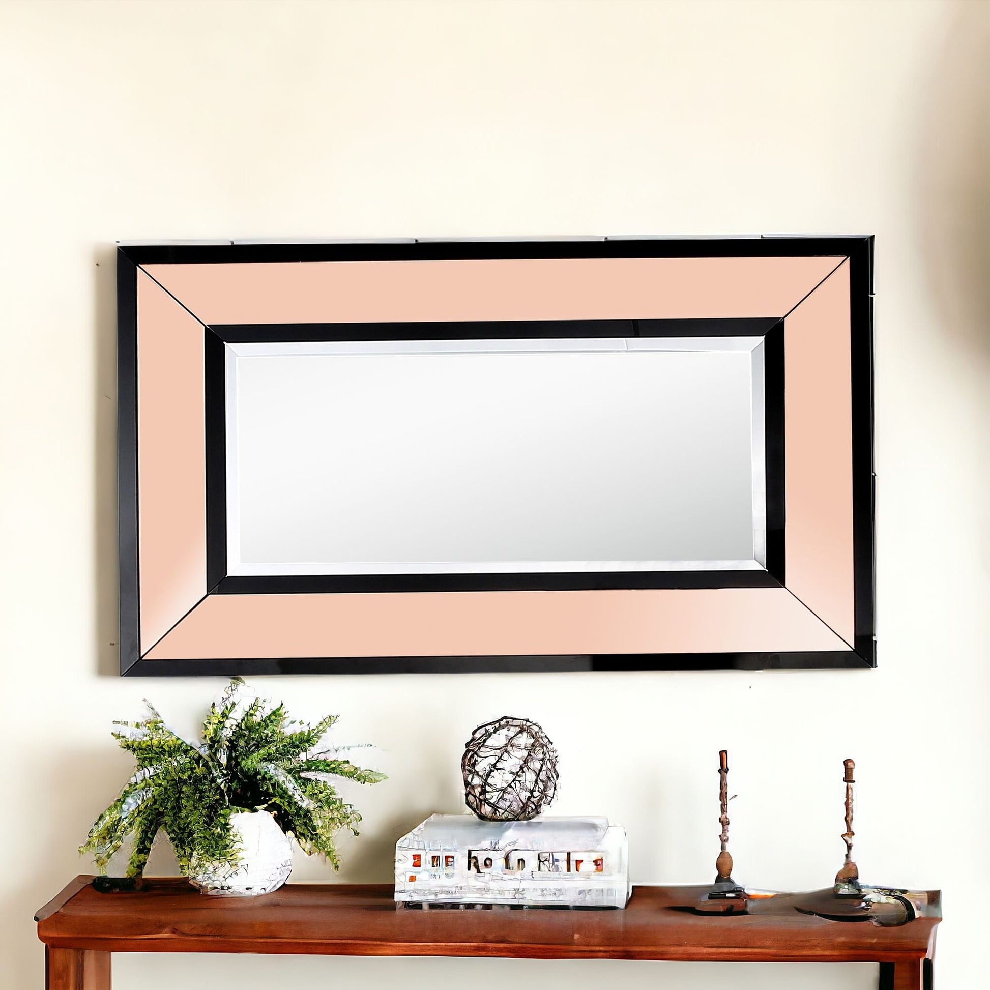 26" Rose Gold Wood Framed Accent Mirror-Mirrors-DECOROLALA