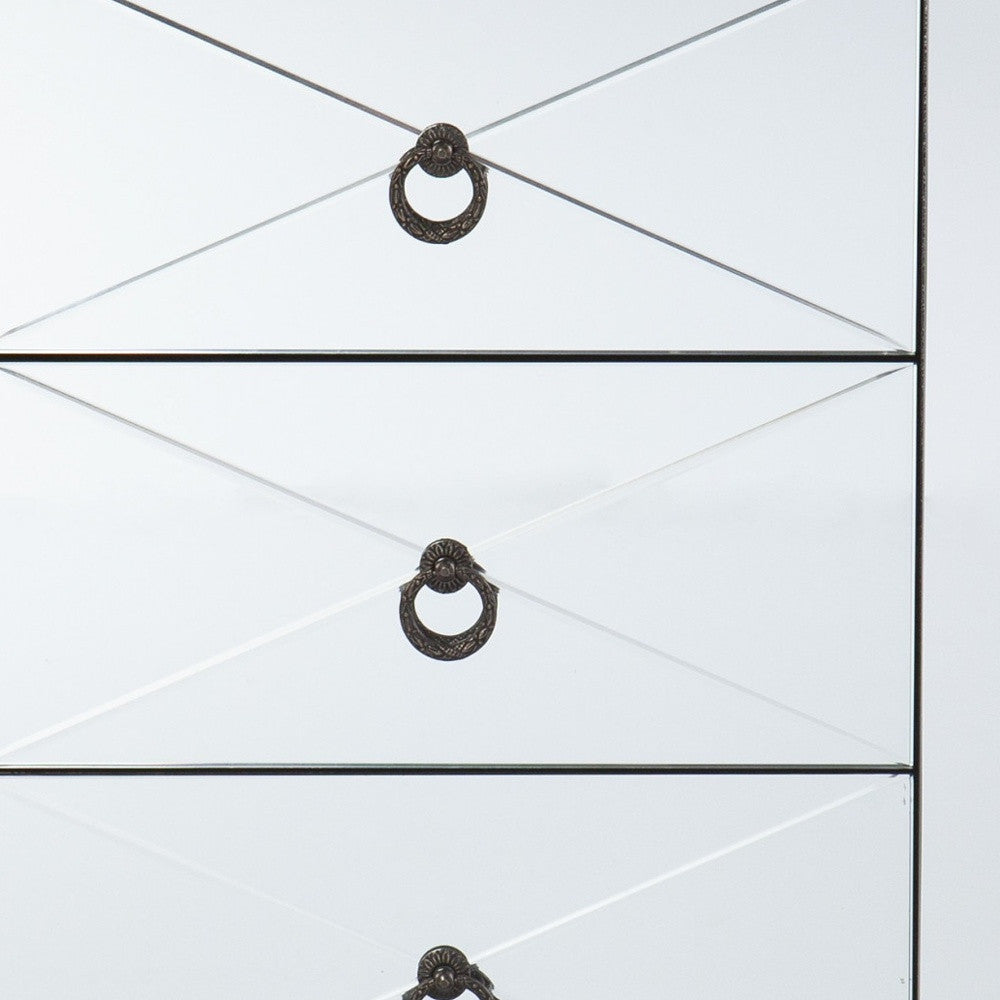 26" Silver End Table With Three Drawers-End-Side Tables-DECOROLALA