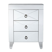 26" Silver End Table With Three Drawers-End-Side Tables-DECOROLALA