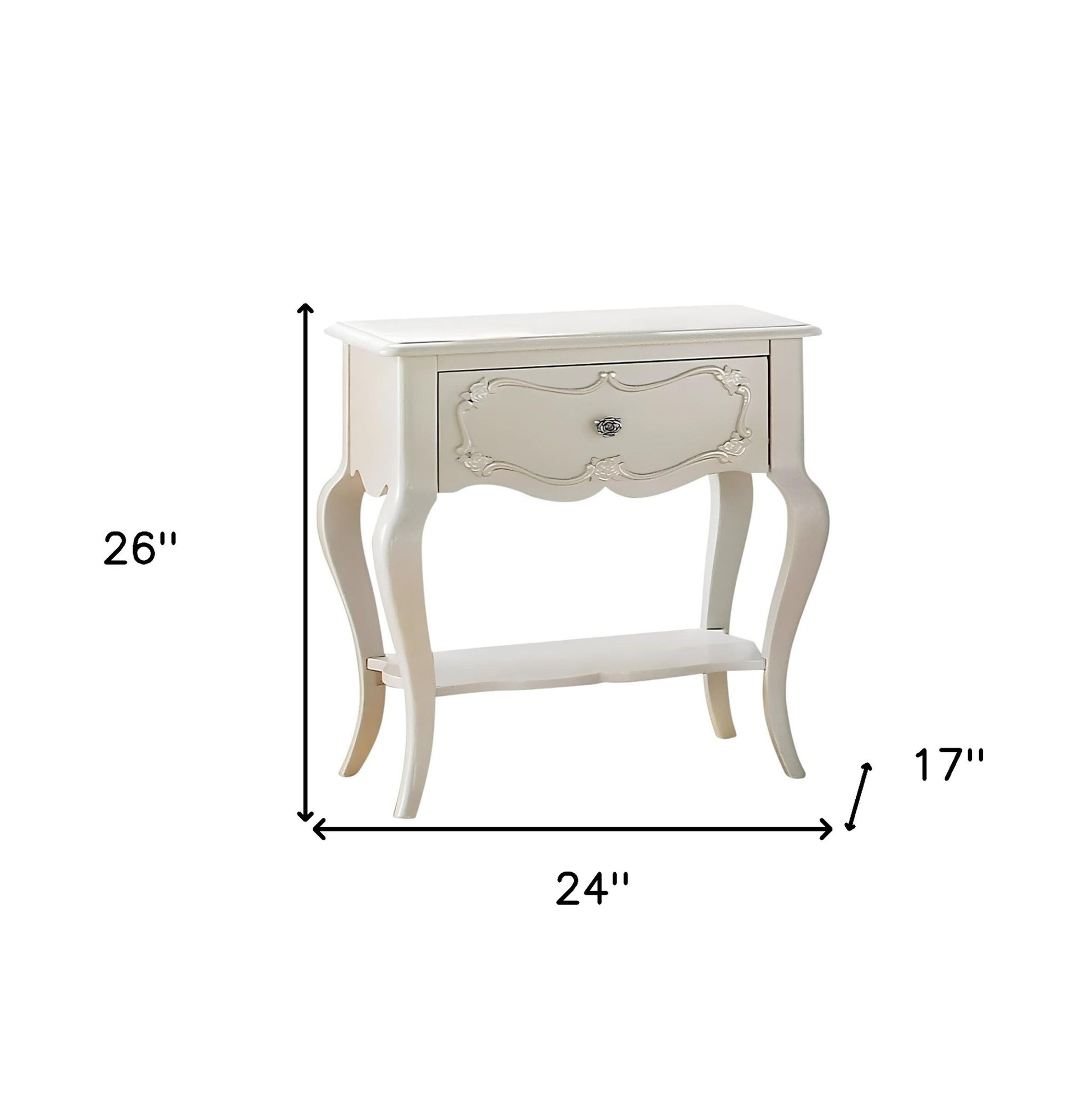 26" Solid Wood And Mirrored Glass Nightstand-Nightstands & Bedside Tables-DECOROLALA