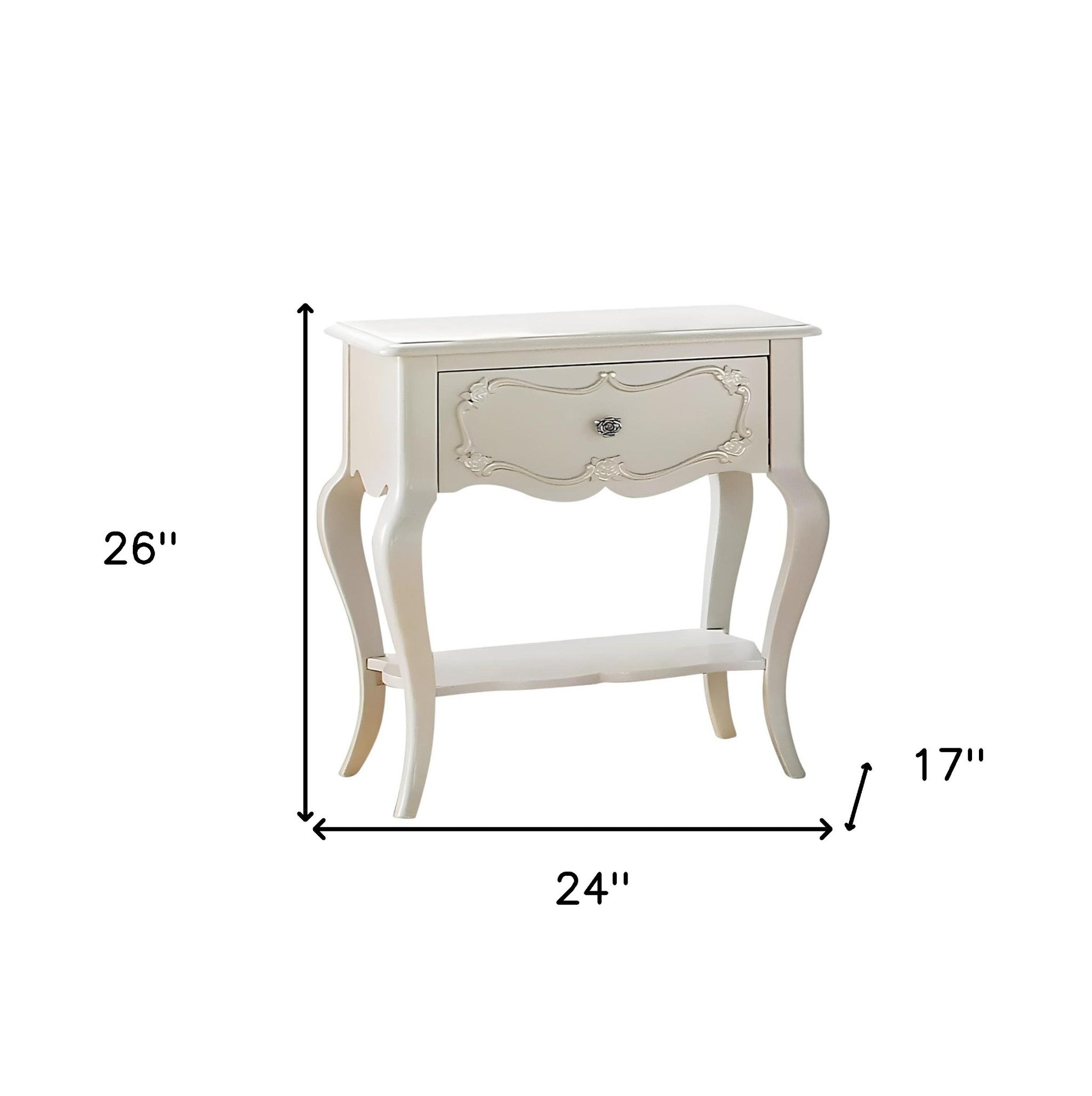 26" Solid Wood And Mirrored Glass Nightstand-Nightstands & Bedside Tables-DECOROLALA