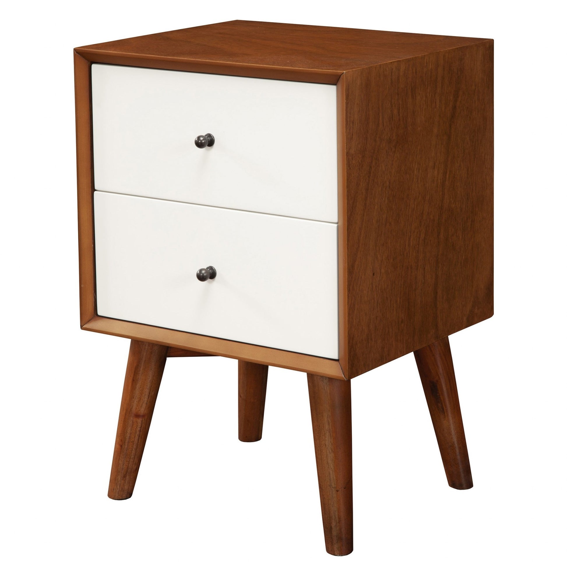 26" Solid Wood and Wood Two Drawer Nightstand-Nightstands & Bedside Tables-DECOROLALA