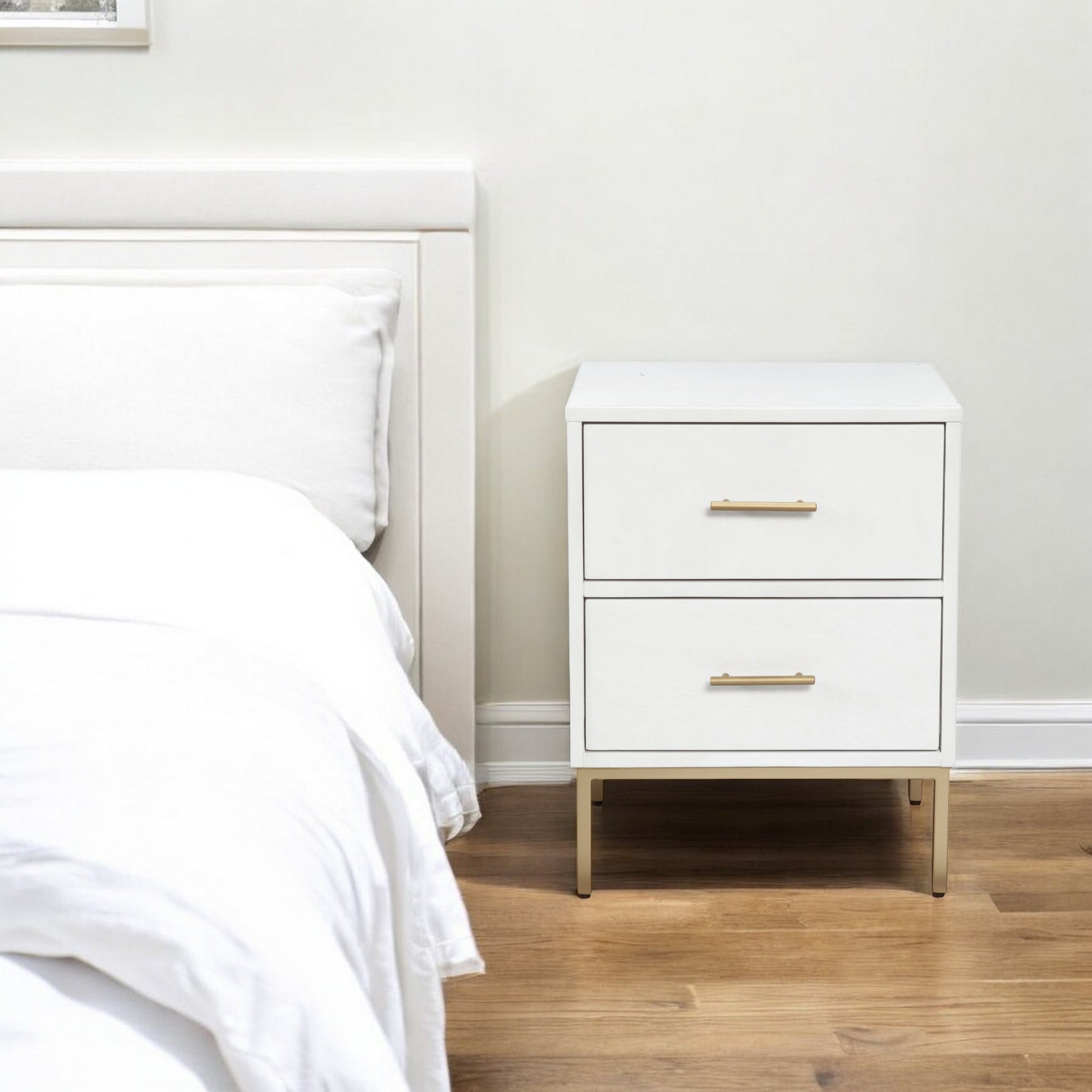 26" Solid Wood and Wood Two Drawer Nightstand-Nightstands & Bedside Tables-DECOROLALA