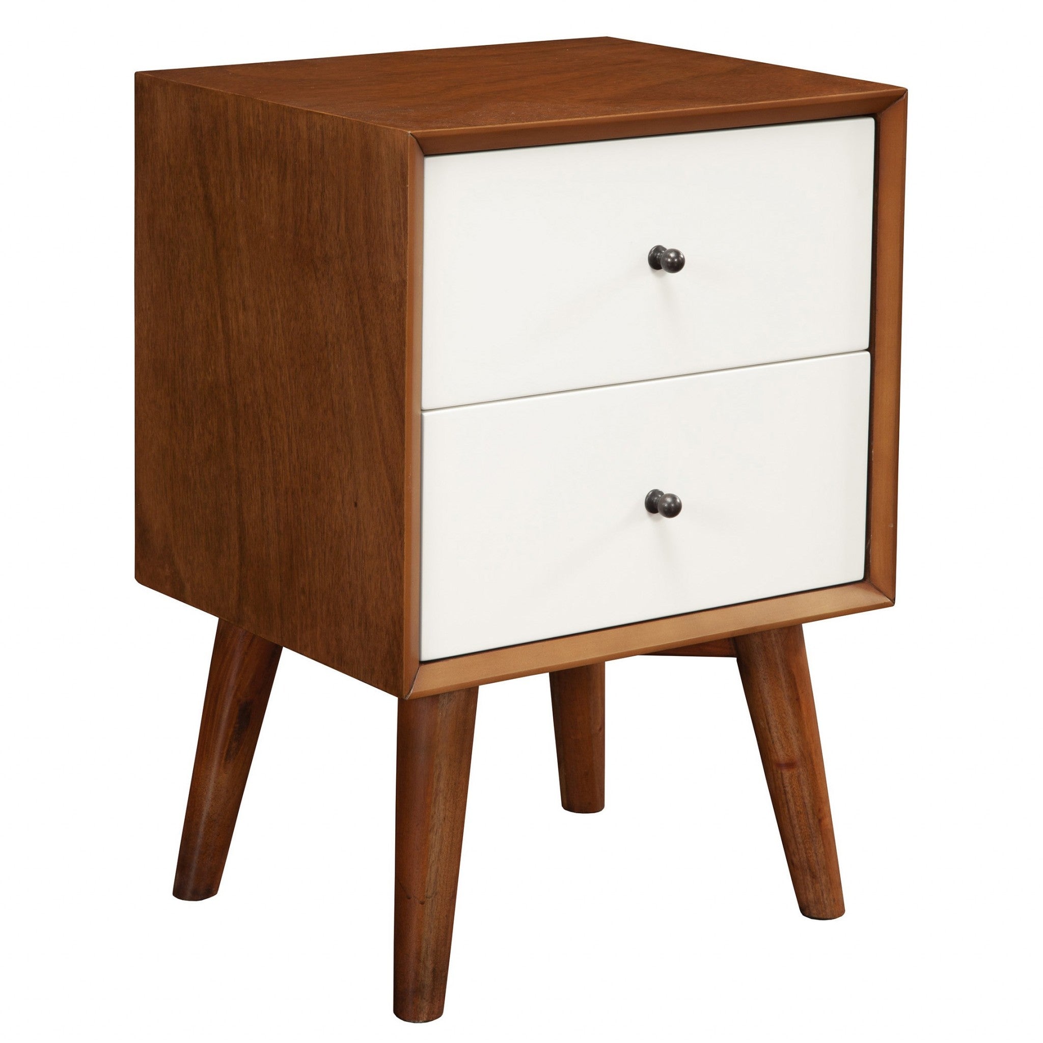 26" Solid Wood and Wood Two Drawer Nightstand-Nightstands & Bedside Tables-DECOROLALA