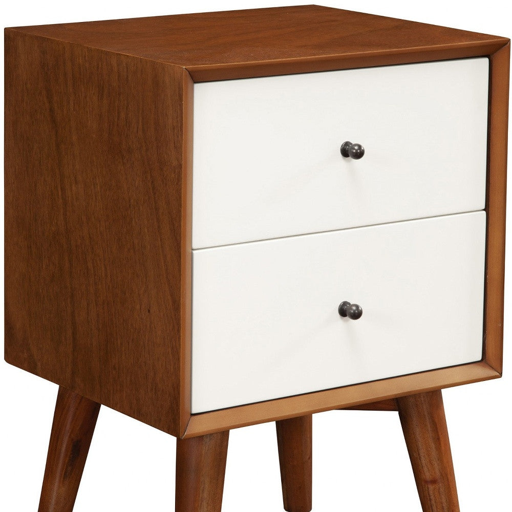 26" Solid Wood and Wood Two Drawer Nightstand-Nightstands & Bedside Tables-DECOROLALA