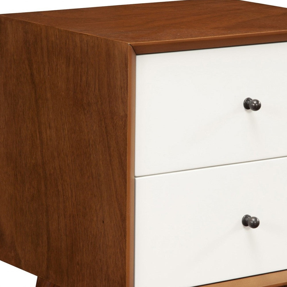 26" Solid Wood and Wood Two Drawer Nightstand-Nightstands & Bedside Tables-DECOROLALA