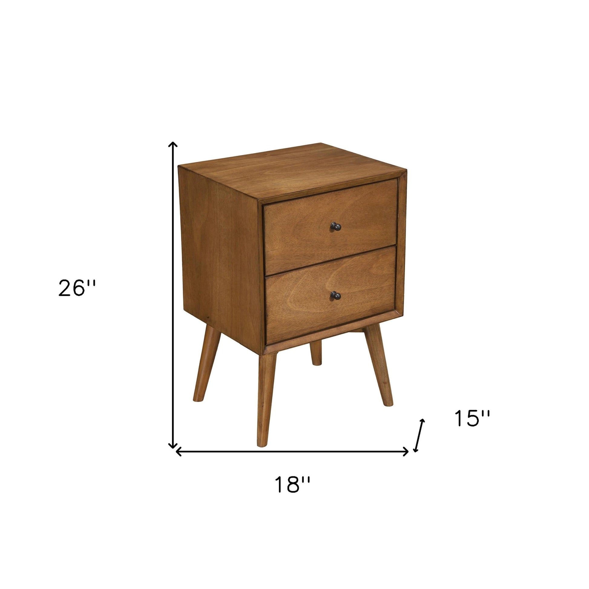 26" Solid Wood and Wood Two Drawer Nightstand-Nightstands & Bedside Tables-DECOROLALA