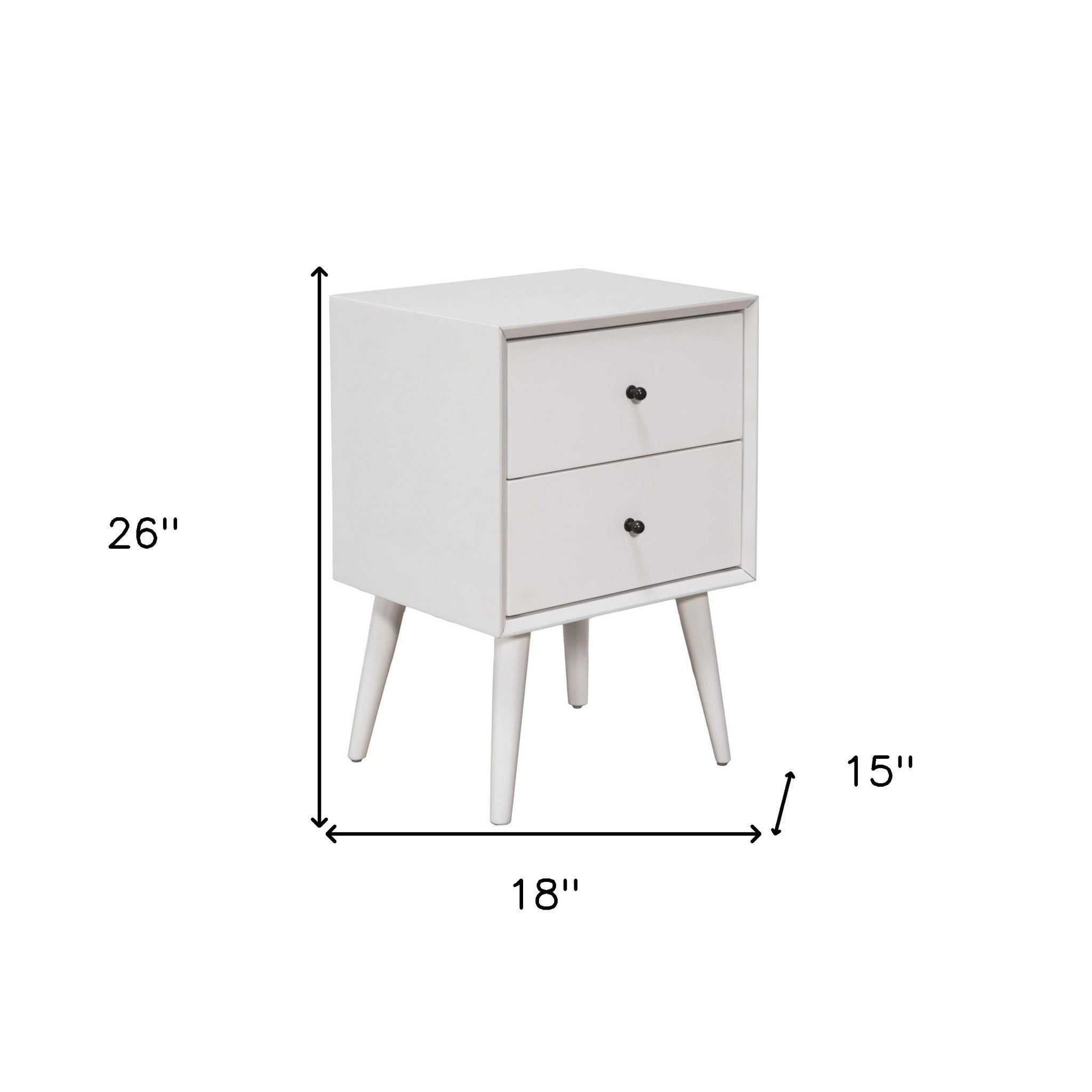 26" Solid Wood and Wood Two Drawer Nightstand-Nightstands & Bedside Tables-DECOROLALA