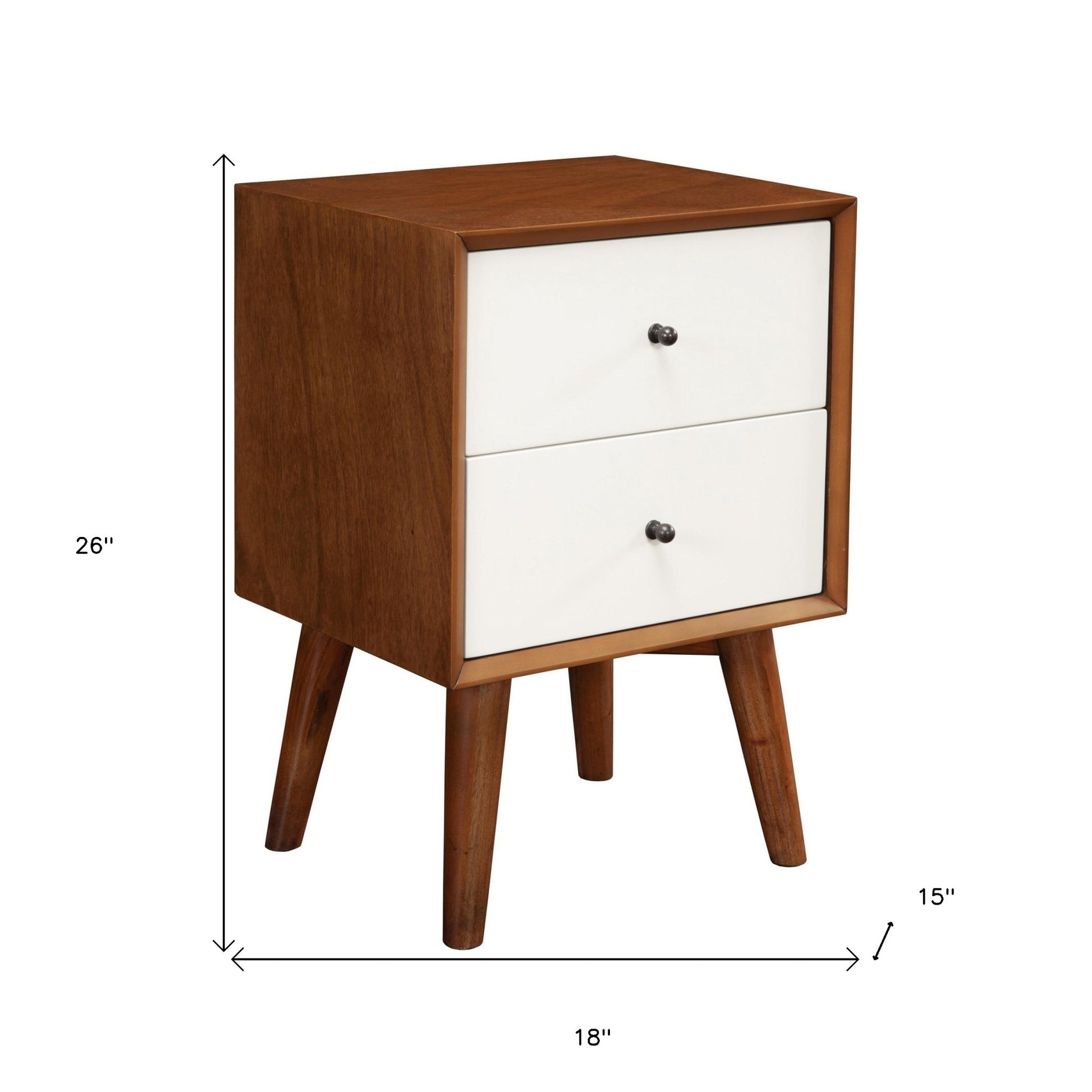 26" Solid Wood and Wood Two Drawer Nightstand-Nightstands & Bedside Tables-DECOROLALA