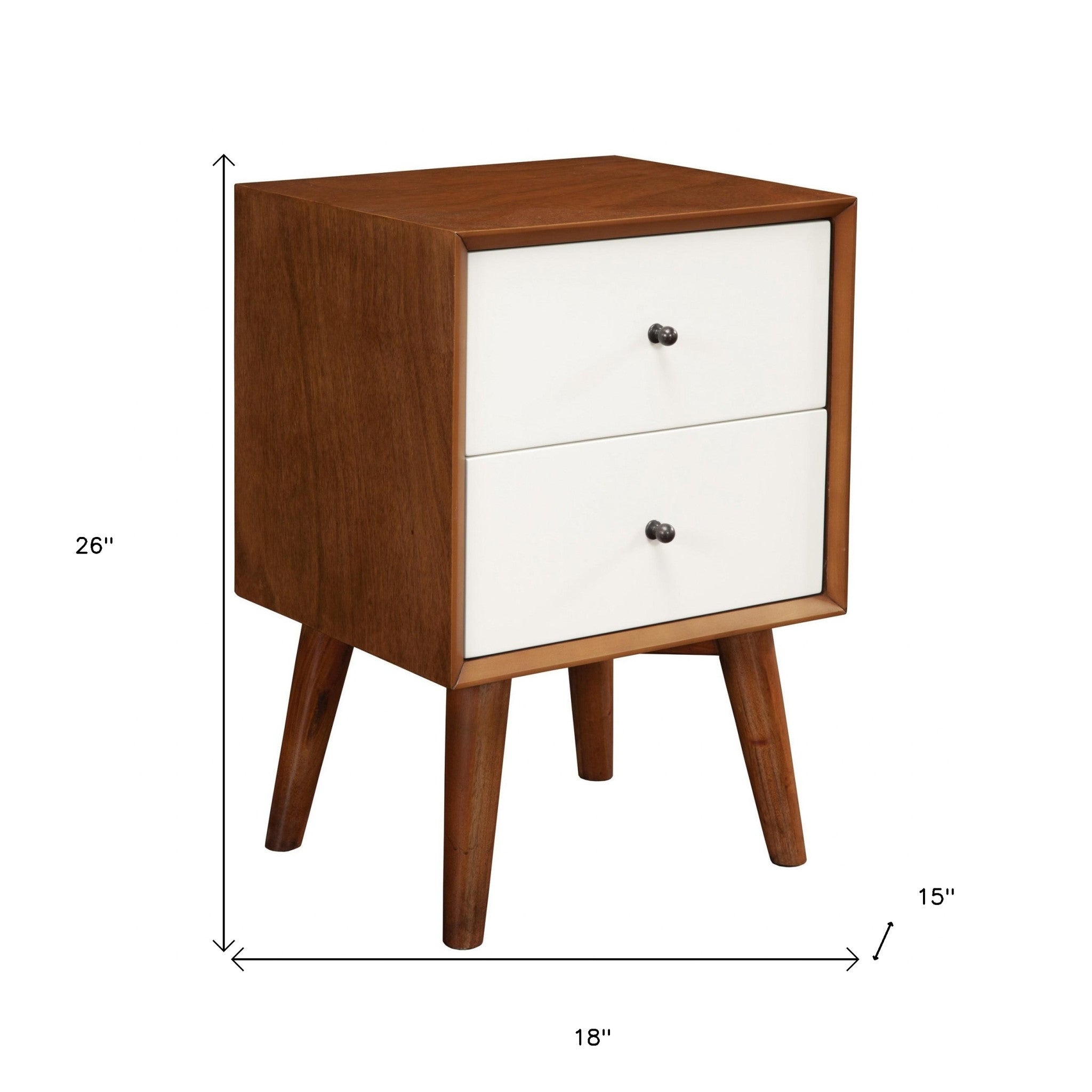 26" Solid Wood and Wood Two Drawer Nightstand-Nightstands & Bedside Tables-DECOROLALA