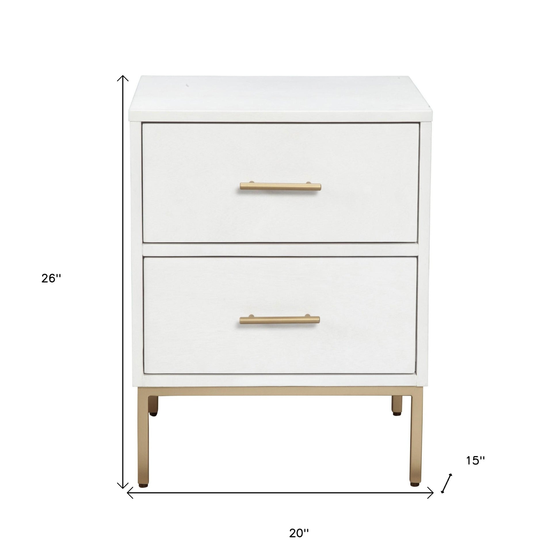 26" Solid Wood and Wood Two Drawer Nightstand-Nightstands & Bedside Tables-DECOROLALA