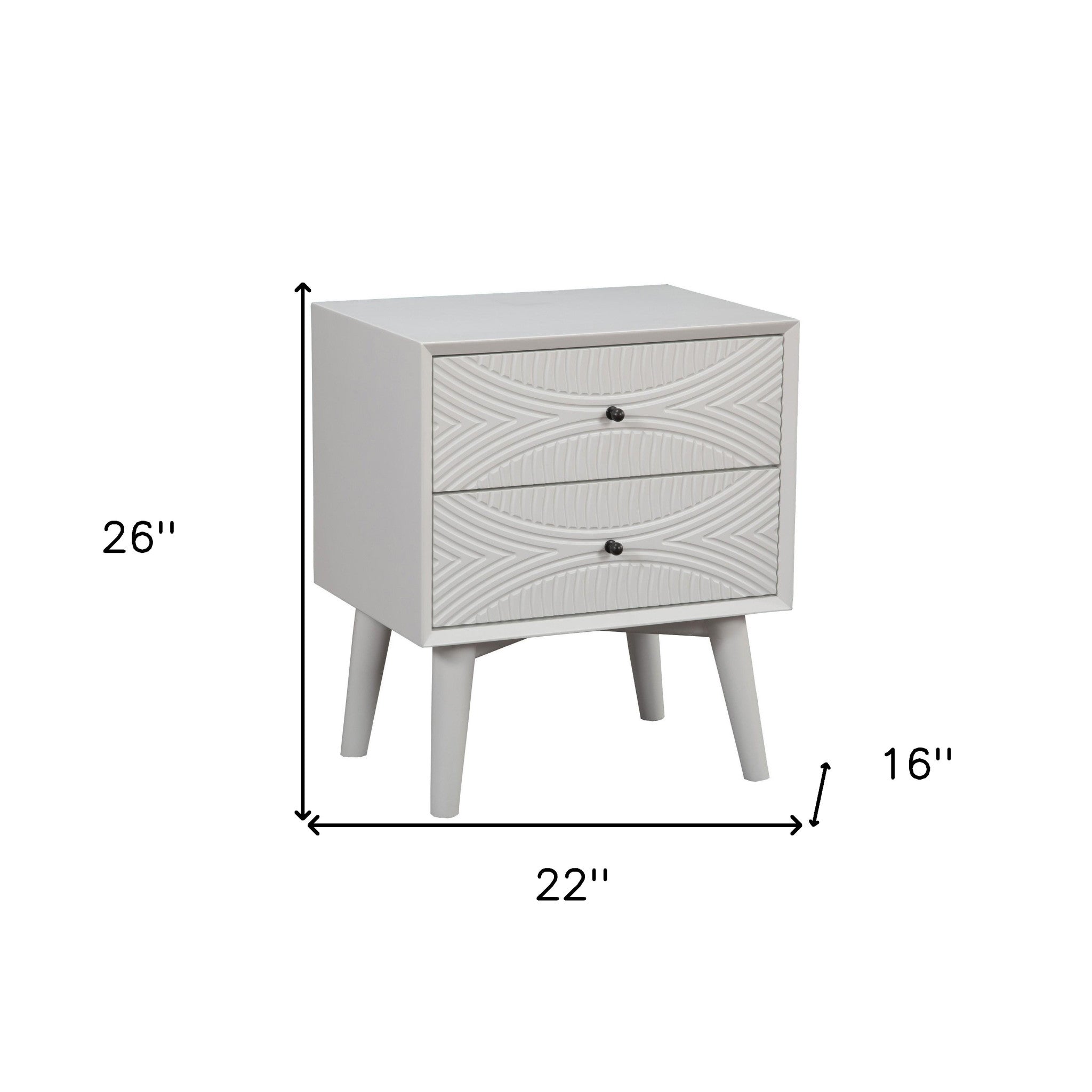 26" Solid Wood and Wood Two Drawer Nightstand-Nightstands & Bedside Tables-DECOROLALA