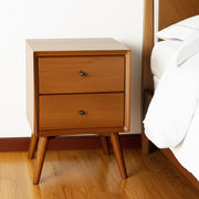 26" Solid Wood and Wood Two Drawer Nightstand-Nightstands & Bedside Tables-DECOROLALA