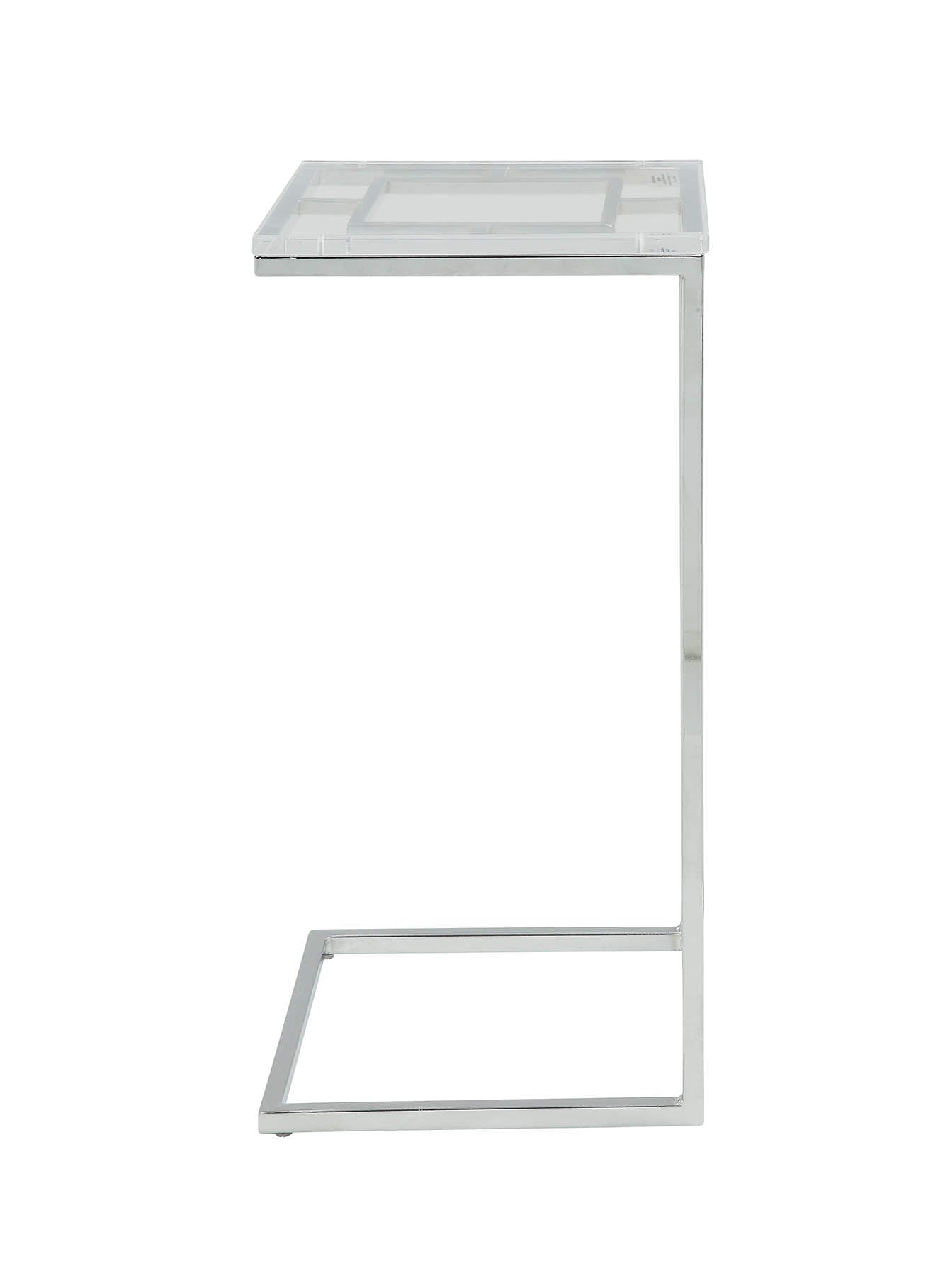 26" Stainless And Glass Acrylic End Table-End-Side Tables-DECOROLALA