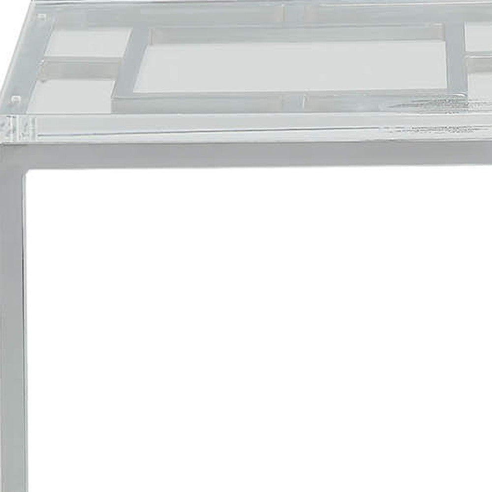 26" Stainless And Glass Acrylic End Table-End-Side Tables-DECOROLALA