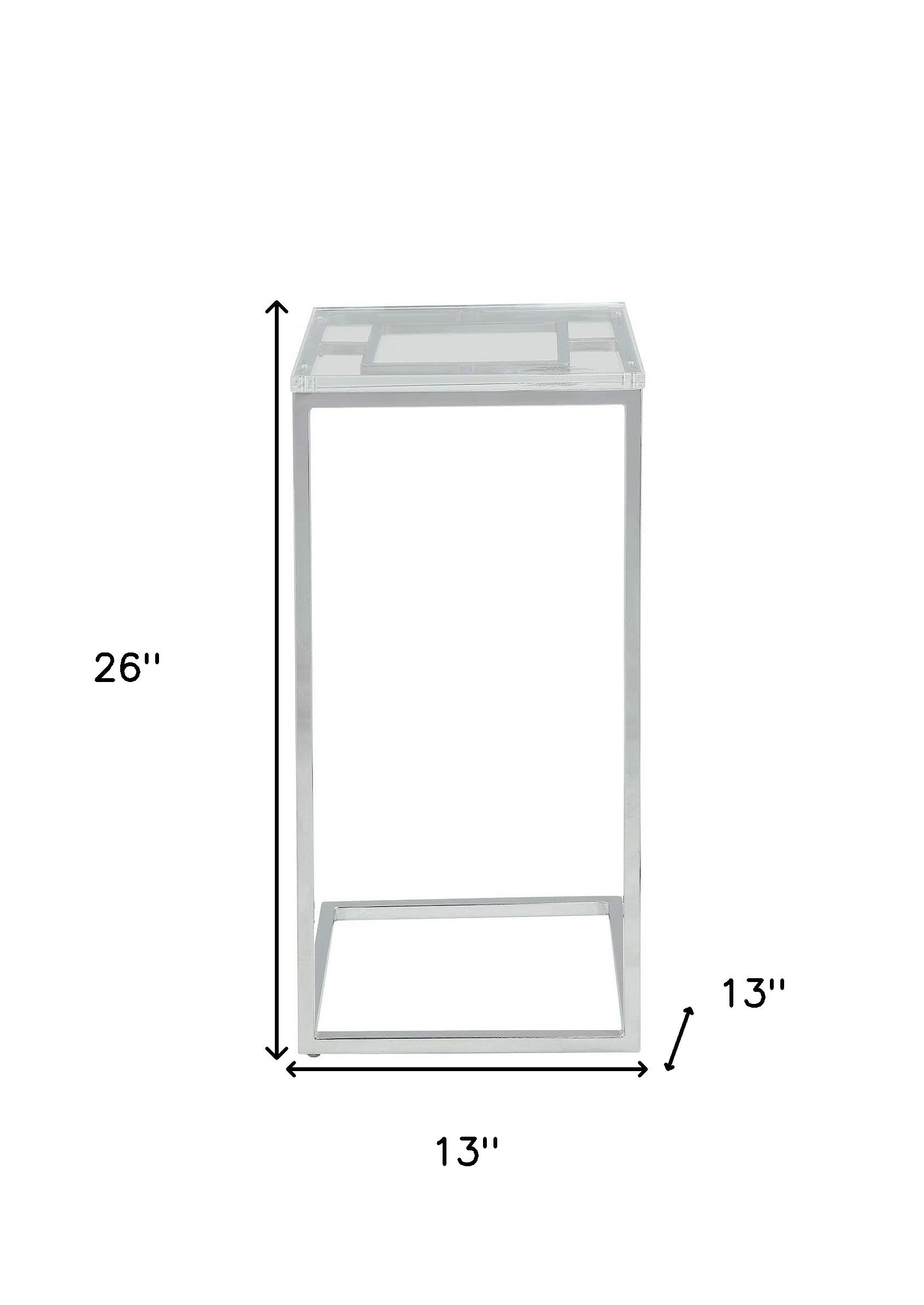 26" Stainless And Glass Acrylic End Table-End-Side Tables-DECOROLALA