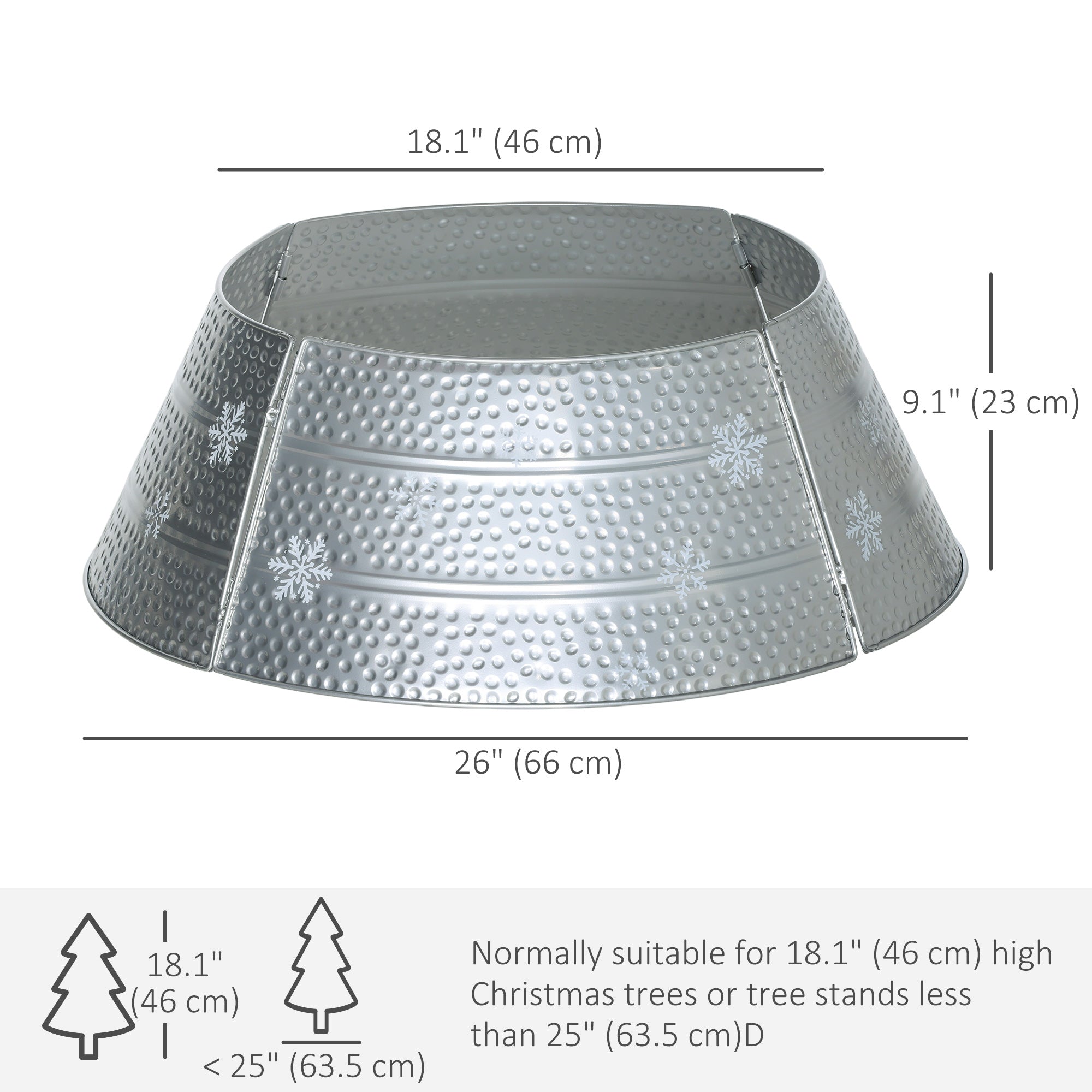 26" Steel Christmas Tree Collar - Silver Snowflake Pattern-Home Furnishings > Holiday & Seasonal > Christmas Trees-DECOROLALA