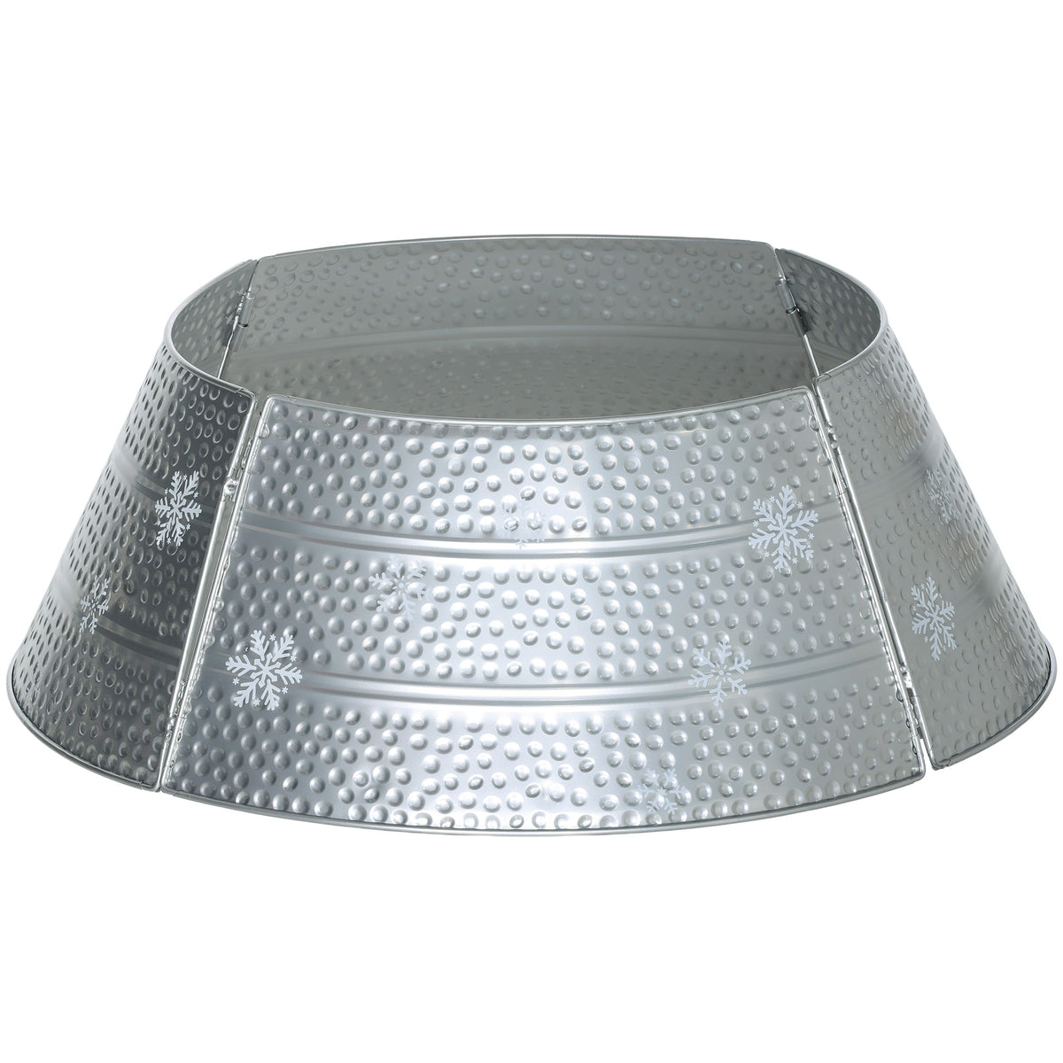 26" Steel Christmas Tree Collar - Silver Snowflake Pattern-Home Furnishings > Holiday & Seasonal > Christmas Trees-DECOROLALA