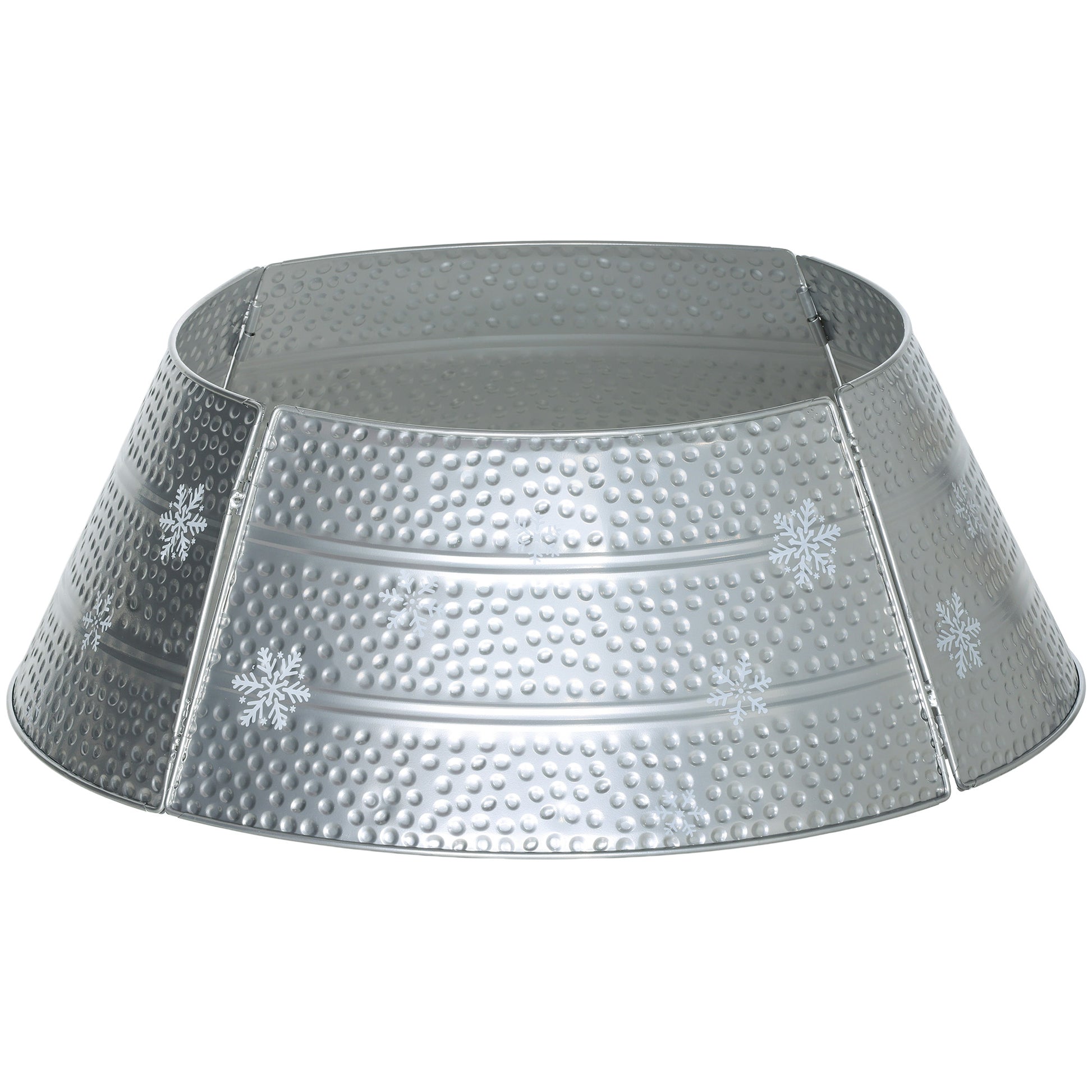 26" Steel Christmas Tree Collar - Silver Snowflake Pattern-Home Furnishings > Holiday & Seasonal > Christmas Trees-DECOROLALA