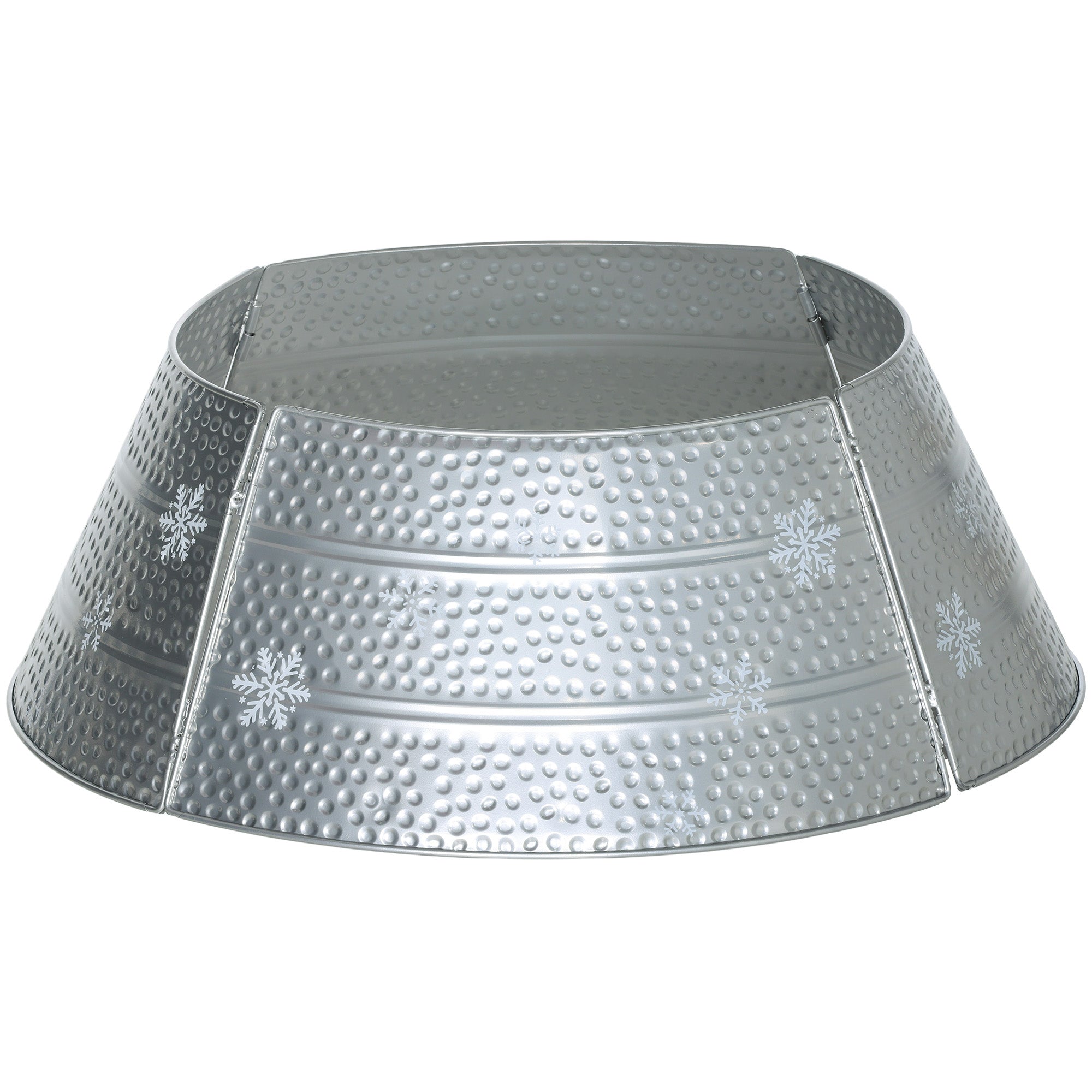 26" Steel Christmas Tree Collar - Silver Snowflake Pattern-Home Furnishings > Holiday & Seasonal > Christmas Trees-DECOROLALA