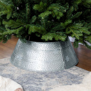26" Steel Christmas Tree Collar - Silver Snowflake Pattern-Home Furnishings > Holiday & Seasonal > Christmas Trees-DECOROLALA