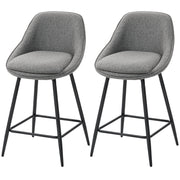 26" Swivel Bar Stools Set of 2 - Dark Grey Upholstered-DECOROLALA