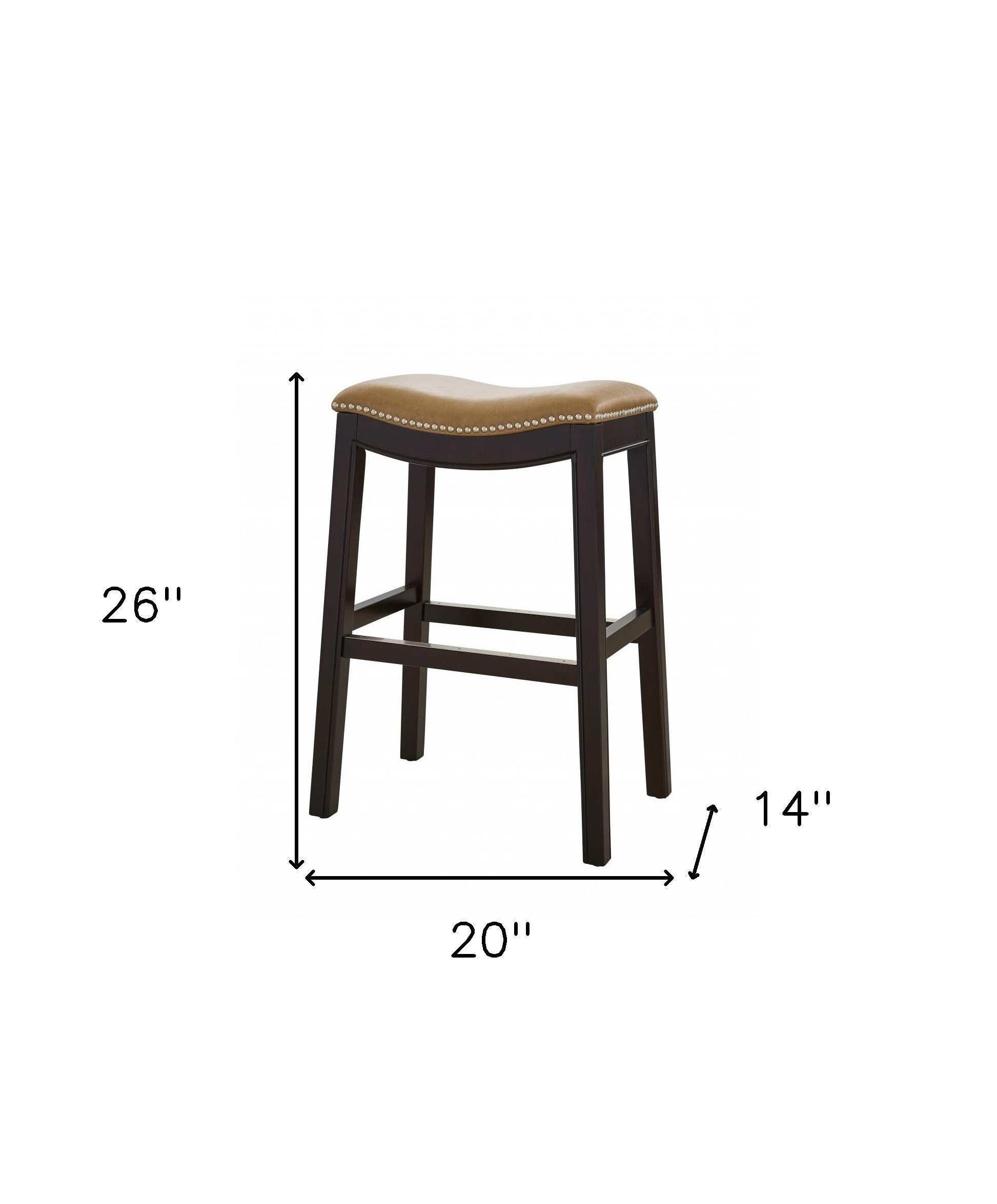 26" Tan and Espresso Solid Wood Backless Bar Height Bar Chair-Bar Chairs-DECOROLALA