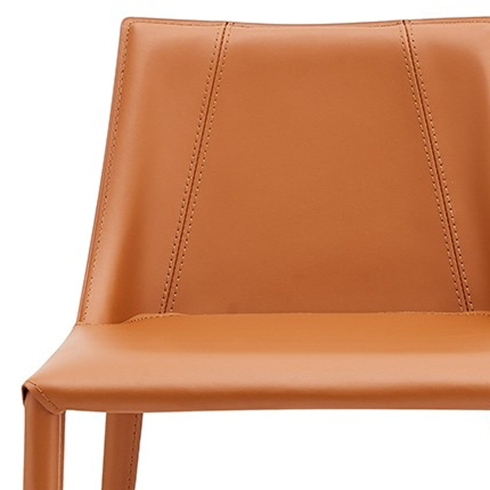 26" Terra Cotta Faux Leather And Steel Low Back Counter Height Bar Chair-Bar Chairs-DECOROLALA