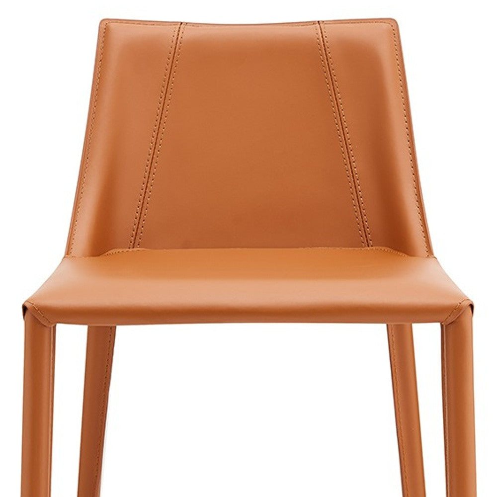 26" Terra Cotta Faux Leather And Steel Low Back Counter Height Bar Chair-Bar Chairs-DECOROLALA