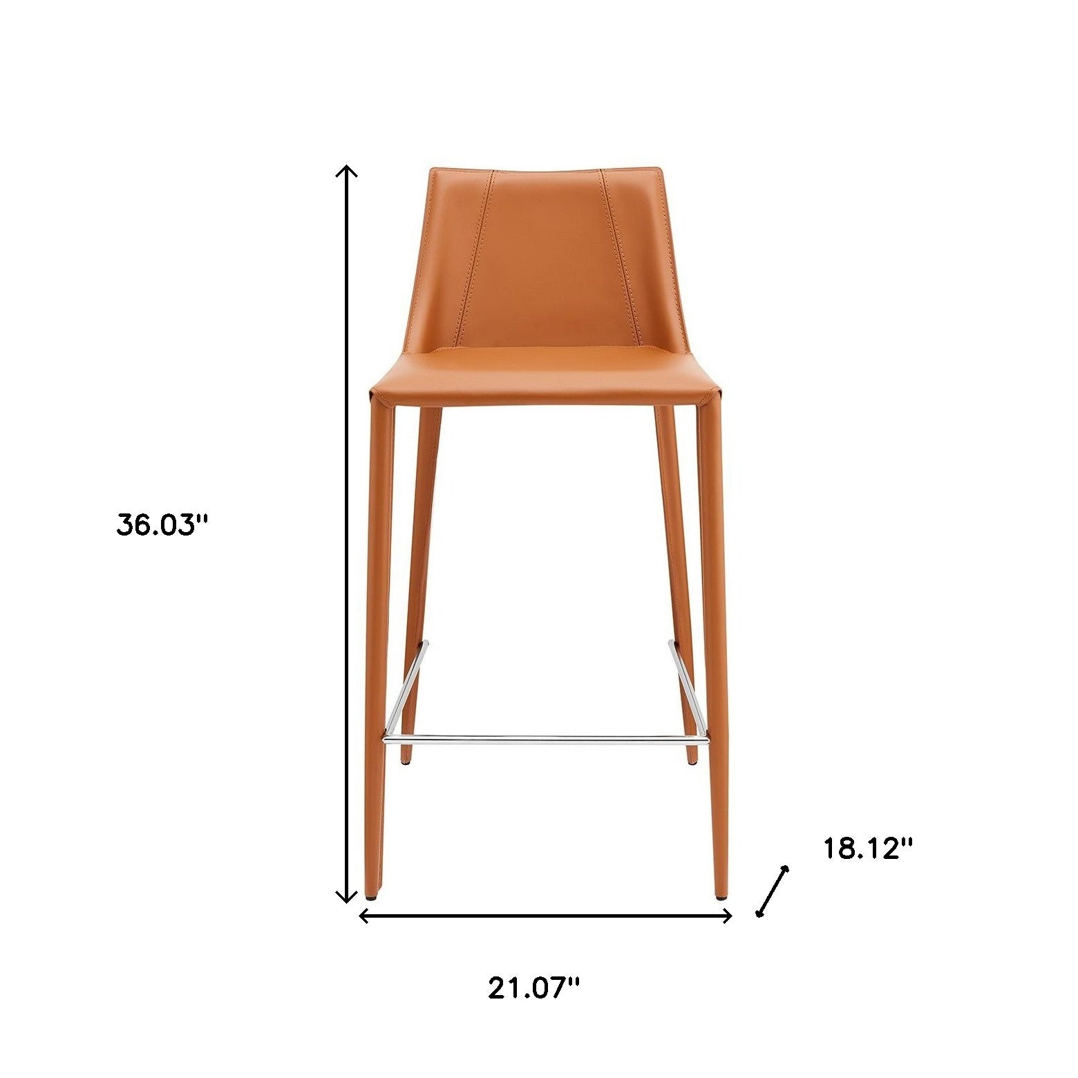 26" Terra Cotta Faux Leather And Steel Low Back Counter Height Bar Chair-Bar Chairs-DECOROLALA