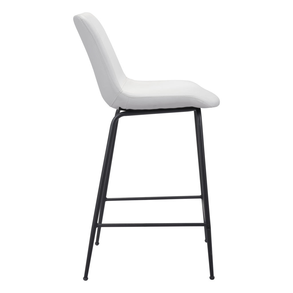 26" White And Black Steel Low Back Counter Height Bar Chair-Bar Chairs-DECOROLALA