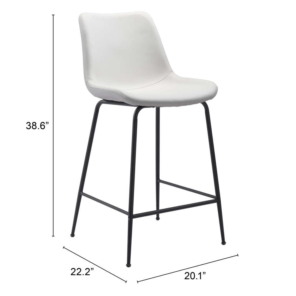 26" White And Black Steel Low Back Counter Height Bar Chair-Bar Chairs-DECOROLALA