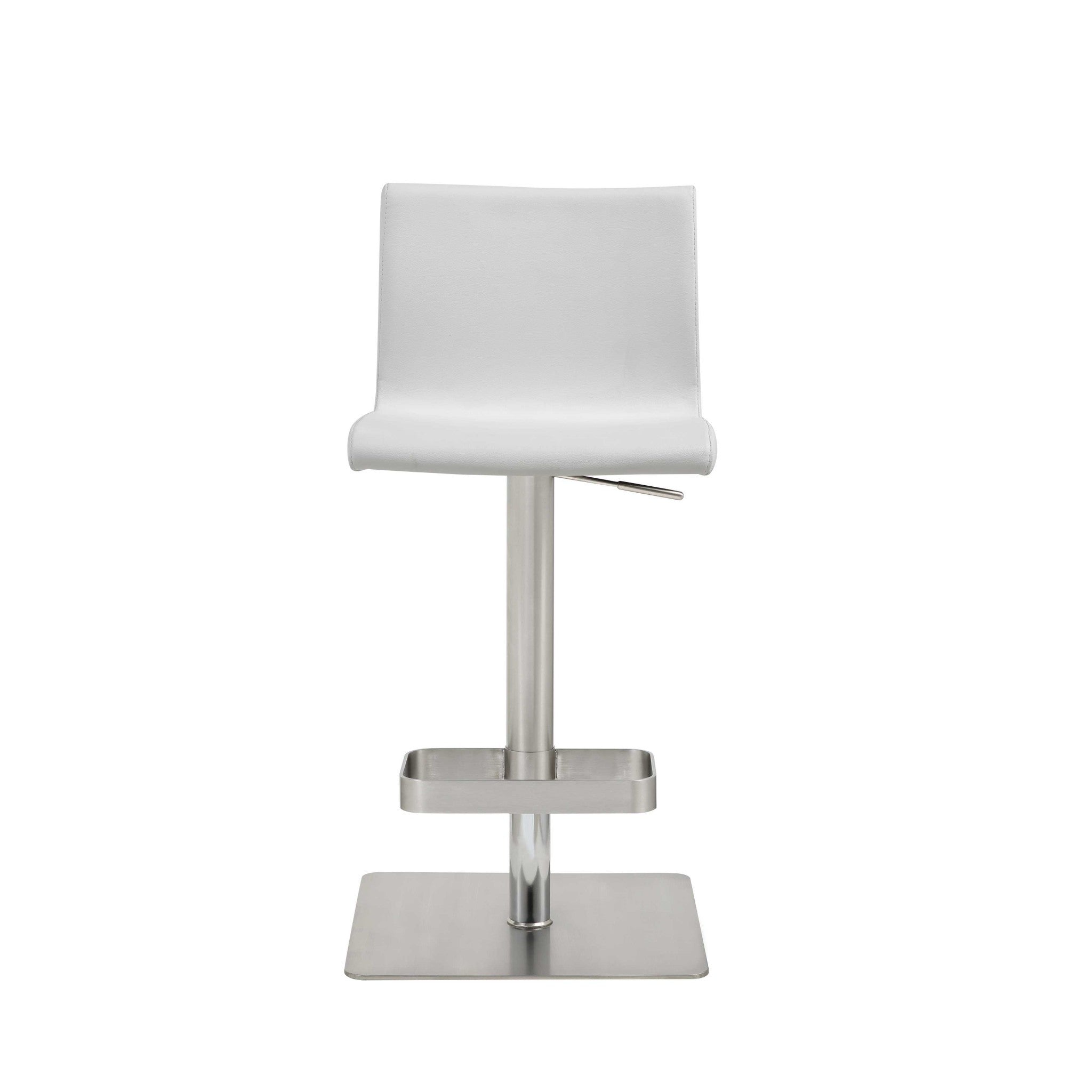26 " White And Silver Stainless Steel Counter Height Bar Chair-Bar Chairs-DECOROLALA